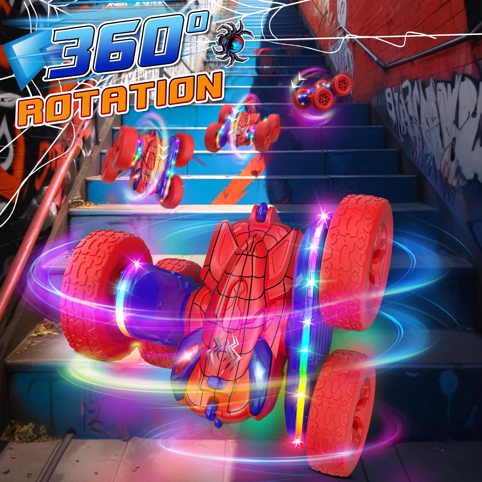 Foto 5 pulgar | Coche A Control Remoto Jimdella Spider Rc Stunt 360° Flips Kids 5-7 - Venta Internacional.