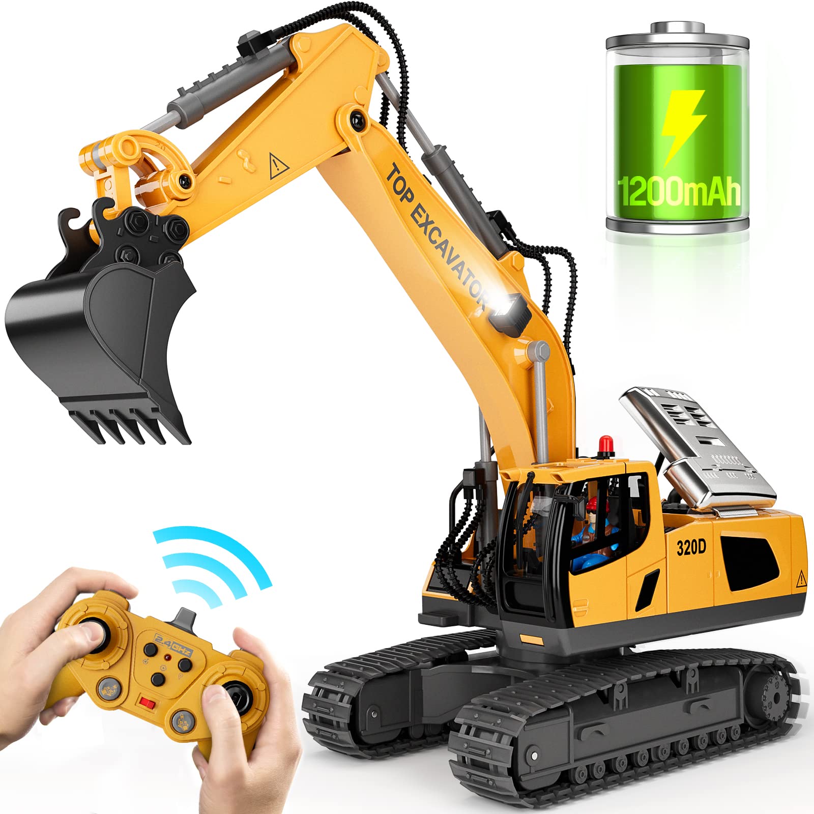 Excavadora De Control Remoto 2fun 11ch Con Pala De Metal Para Niños - Venta Internacional.
