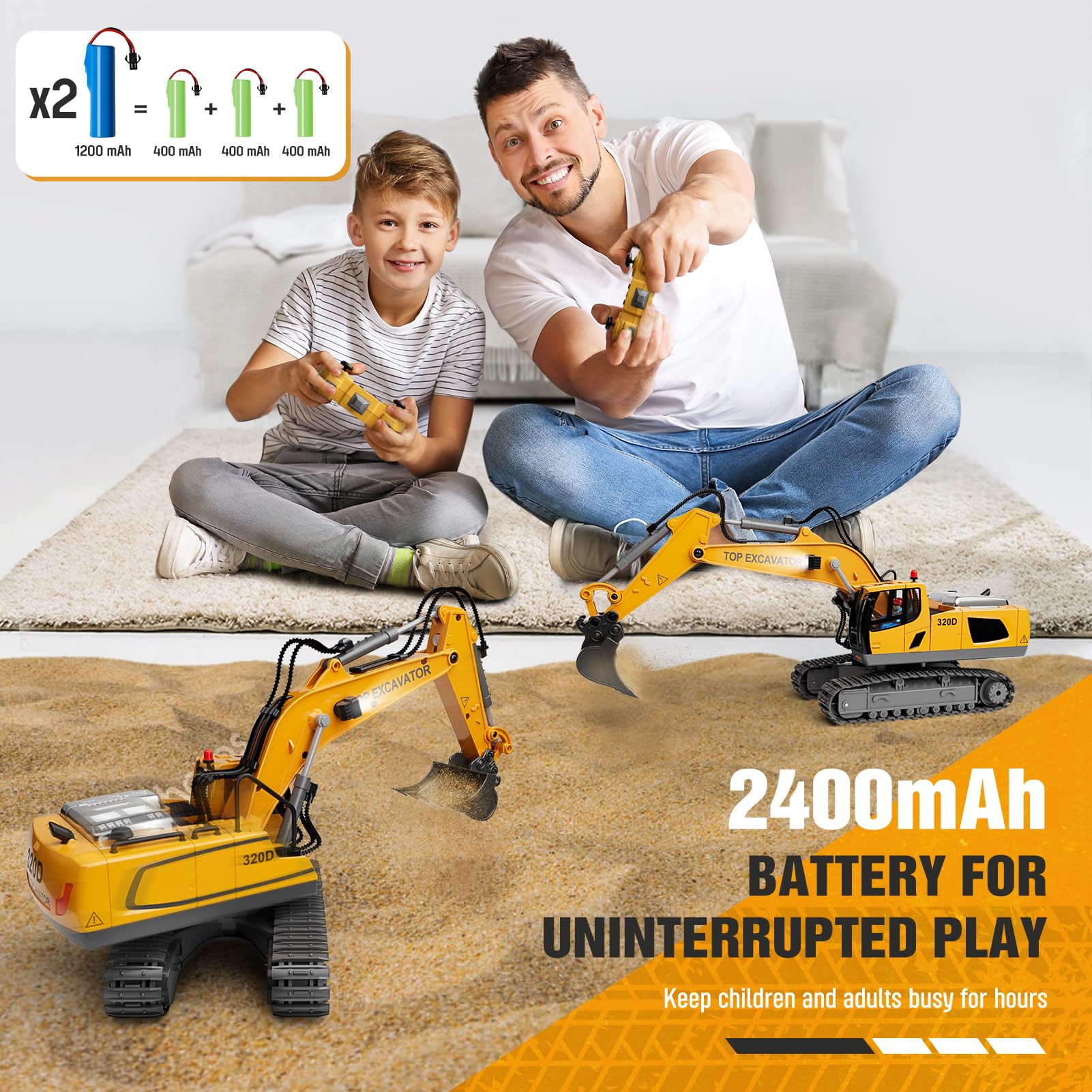 Foto 4 pulgar | Excavadora De Control Remoto 2fun 11ch Con Pala De Metal Para Niños - Venta Internacional.