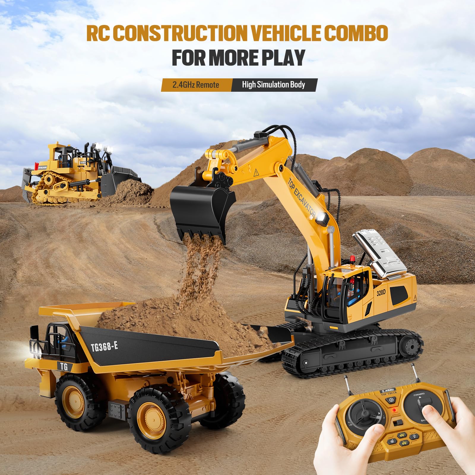 Foto 5 | Excavadora De Control Remoto 2fun 11ch Con Pala De Metal Para Niños - Venta Internacional.