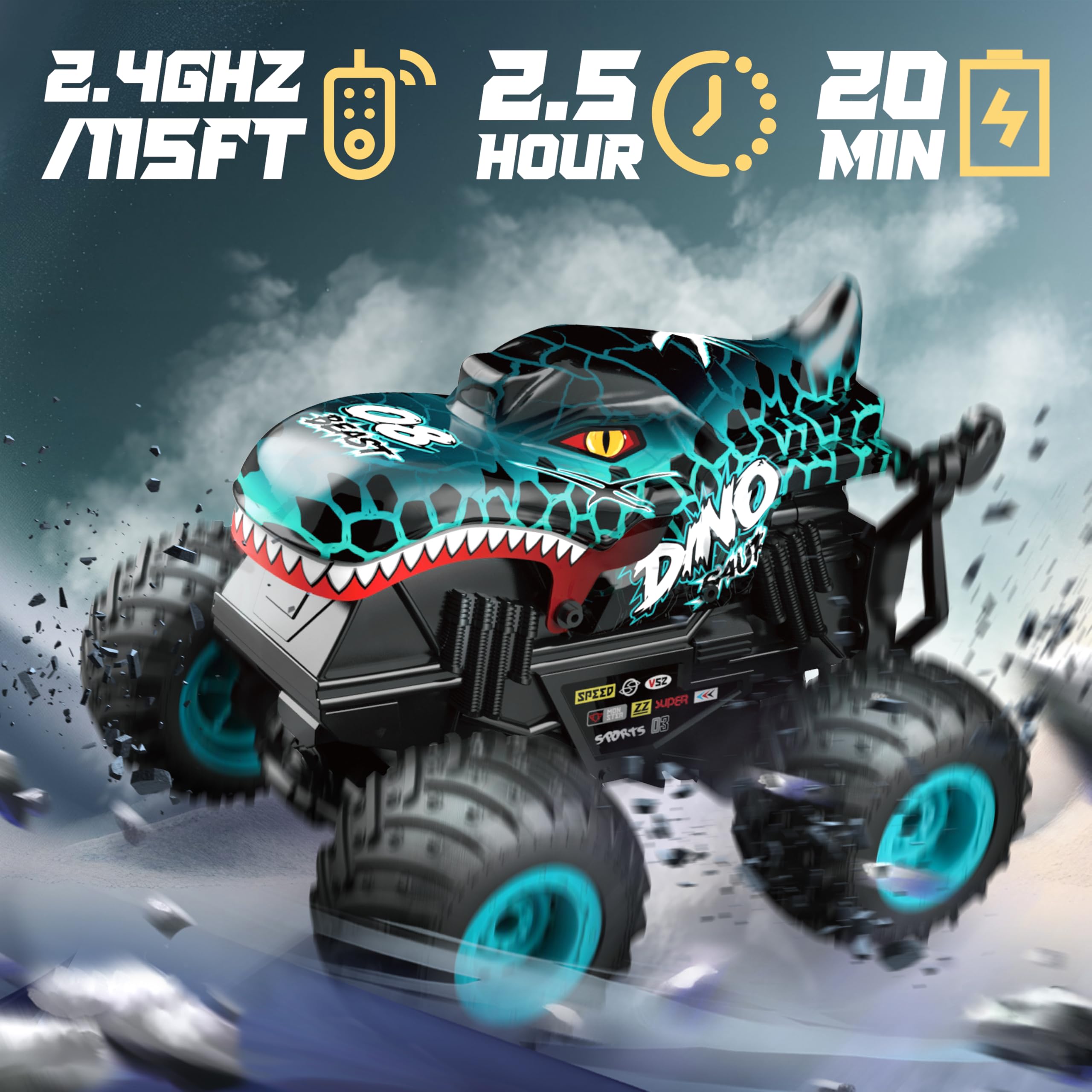 Foto 2 | Monster Truck Bezgar Con Control Remoto Con Luz Y Música 1:20 - Venta Internacional.