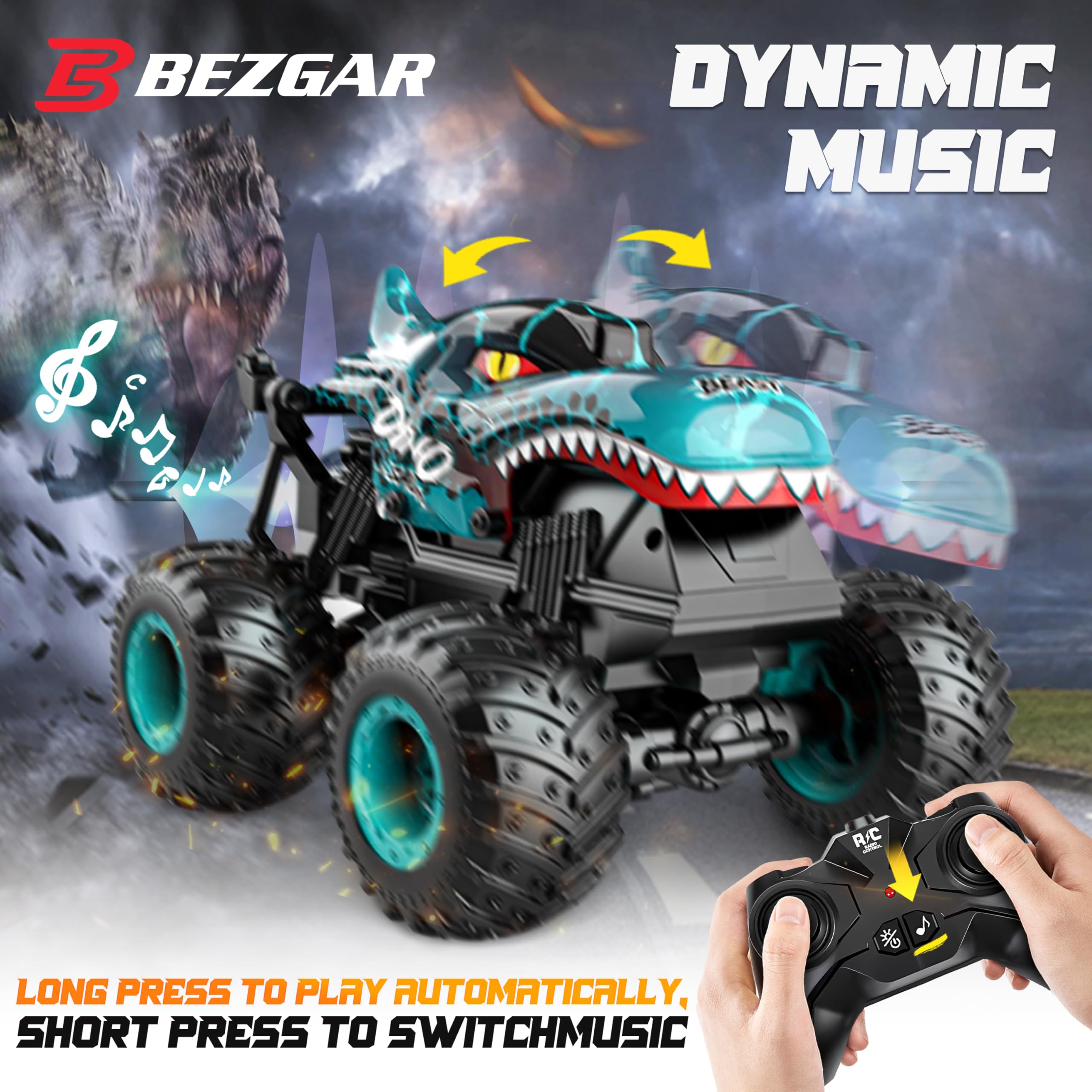 Foto 6 pulgar | Monster Truck Bezgar Con Control Remoto Con Luz Y Música 1:20 - Venta Internacional.