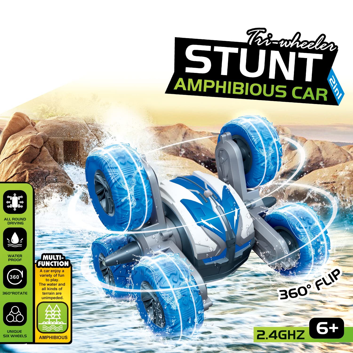 Foto 3 pulgar | Control Remoto Rc Stunt Car Threeking, Resistente Al Agua, Más De 6 Años - Venta Internacional.