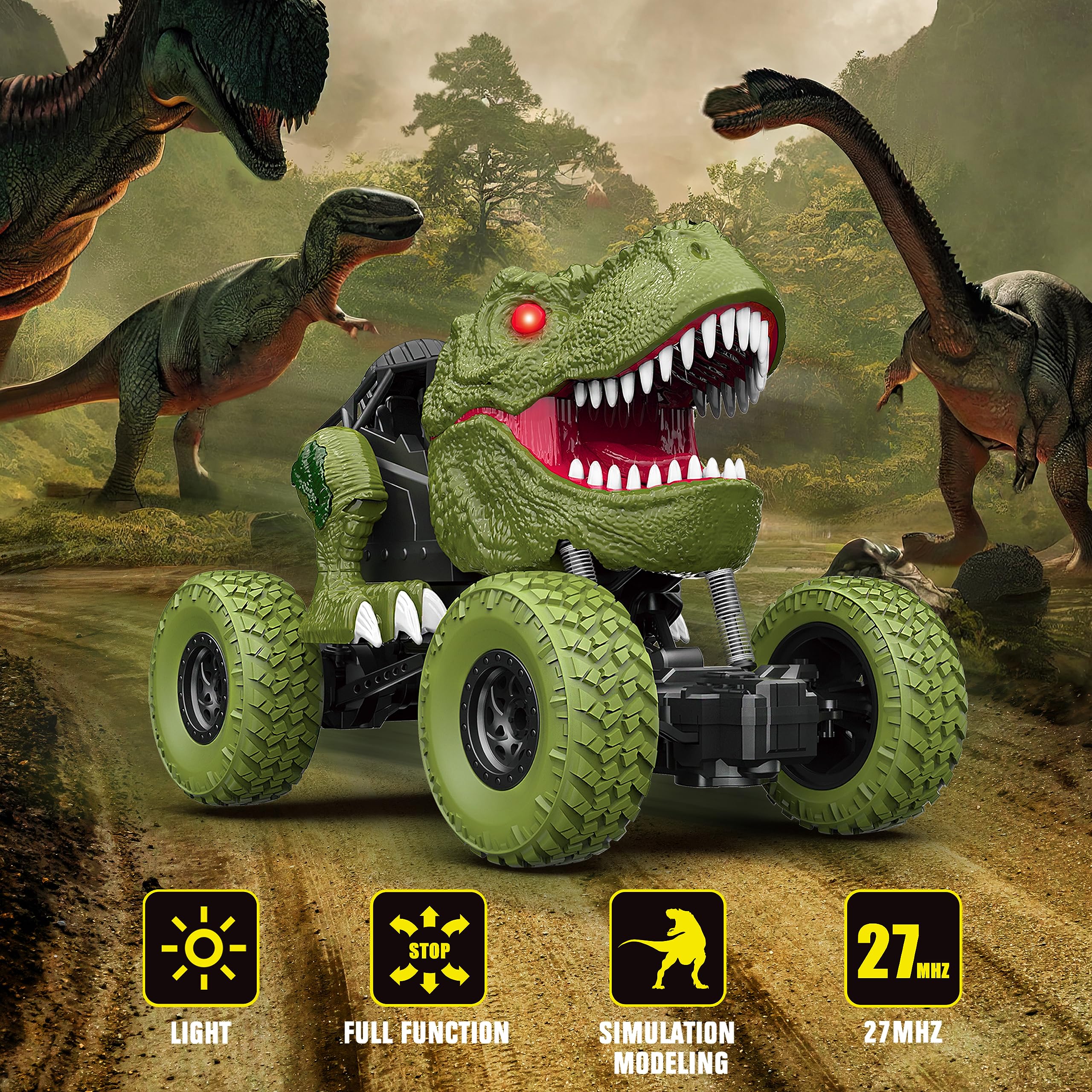Foto 3 pulgar | Coche De Dinosaurio Con Control Remoto Yezi Para Niños De 3 A 12 Años - Venta Internacional.