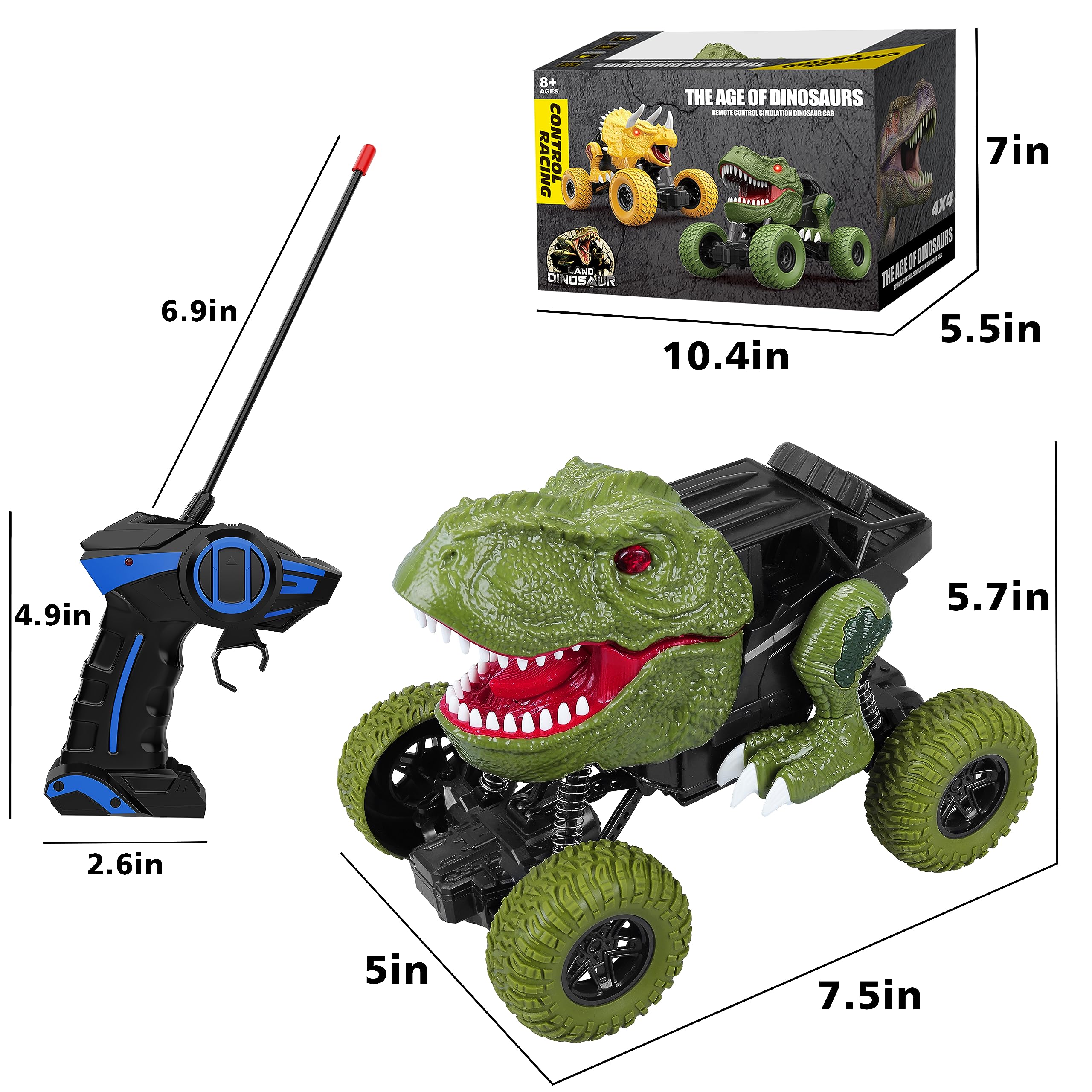 Foto 4 pulgar | Coche De Dinosaurio Con Control Remoto Yezi Para Niños De 3 A 12 Años - Venta Internacional.