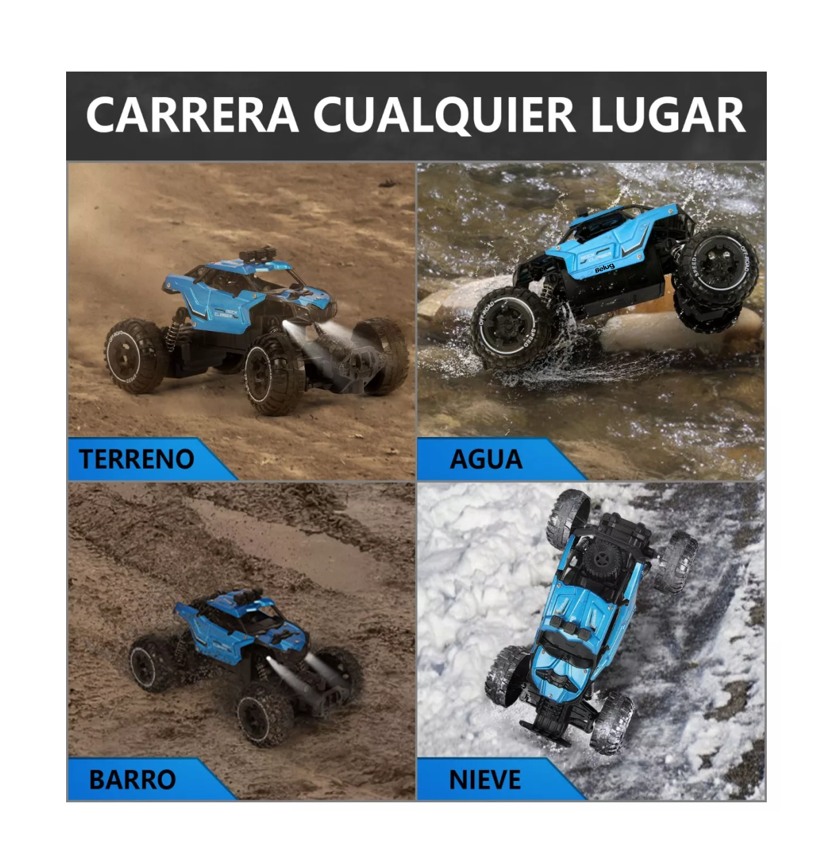 Foto 5 pulgar | Carro Control Remoto Todo Terreno Recargable Azul Belug