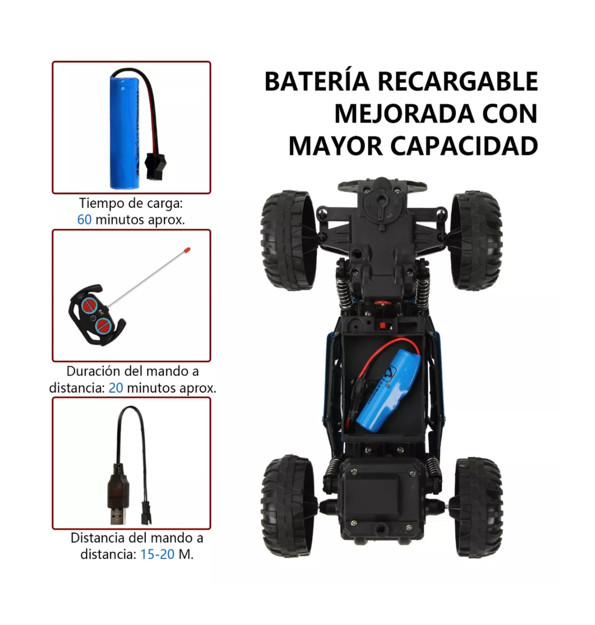 Foto 4 pulgar | Carro Control Remoto Todo Terreno Lab.g Recargable Azul