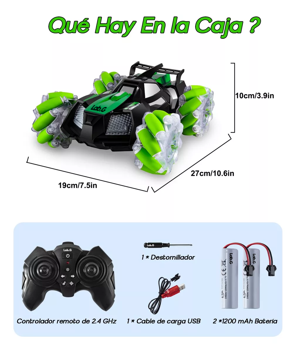 Foto 5 | Juguete De Carro Lab.g 4wd Coche De Control Remoto Todoterreno 1:16, Negro/verde