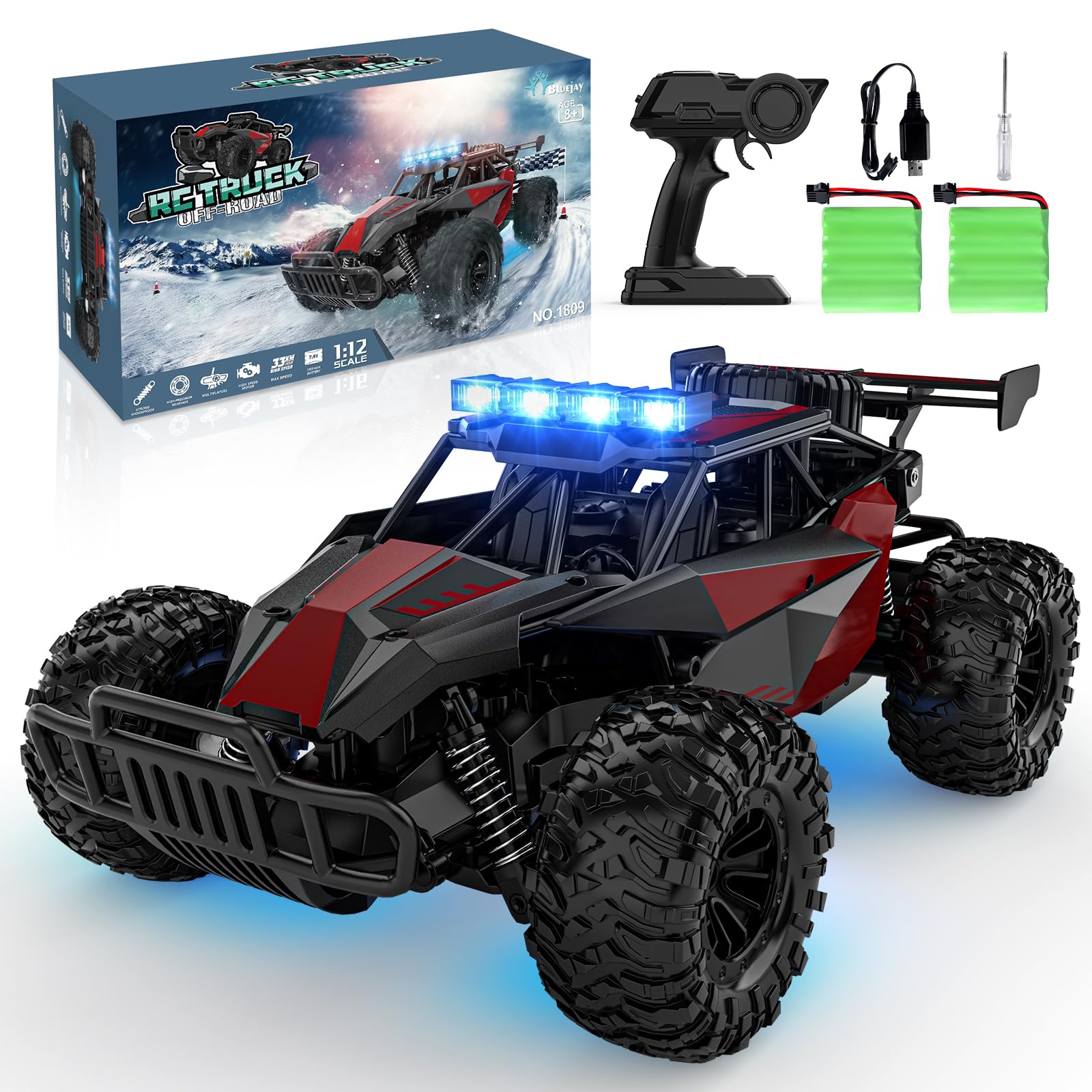Foto 1 | Coche Con Mando A Distancia Bluejay A Escala 1:12 De 33 Km/h Con Faros Led - Venta Internacional.