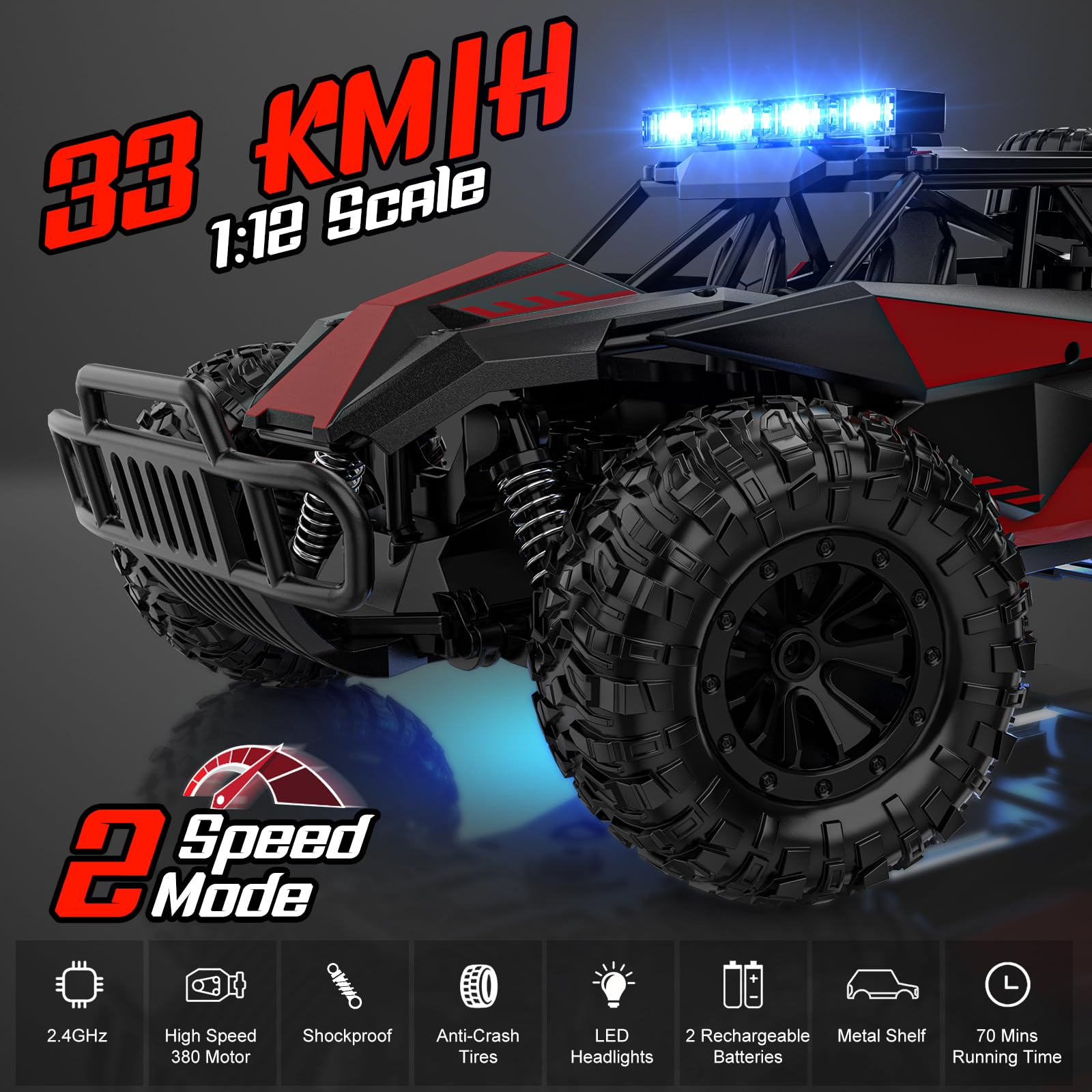 Foto 2 | Coche Con Mando A Distancia Bluejay A Escala 1:12 De 33 Km/h Con Faros Led - Venta Internacional.