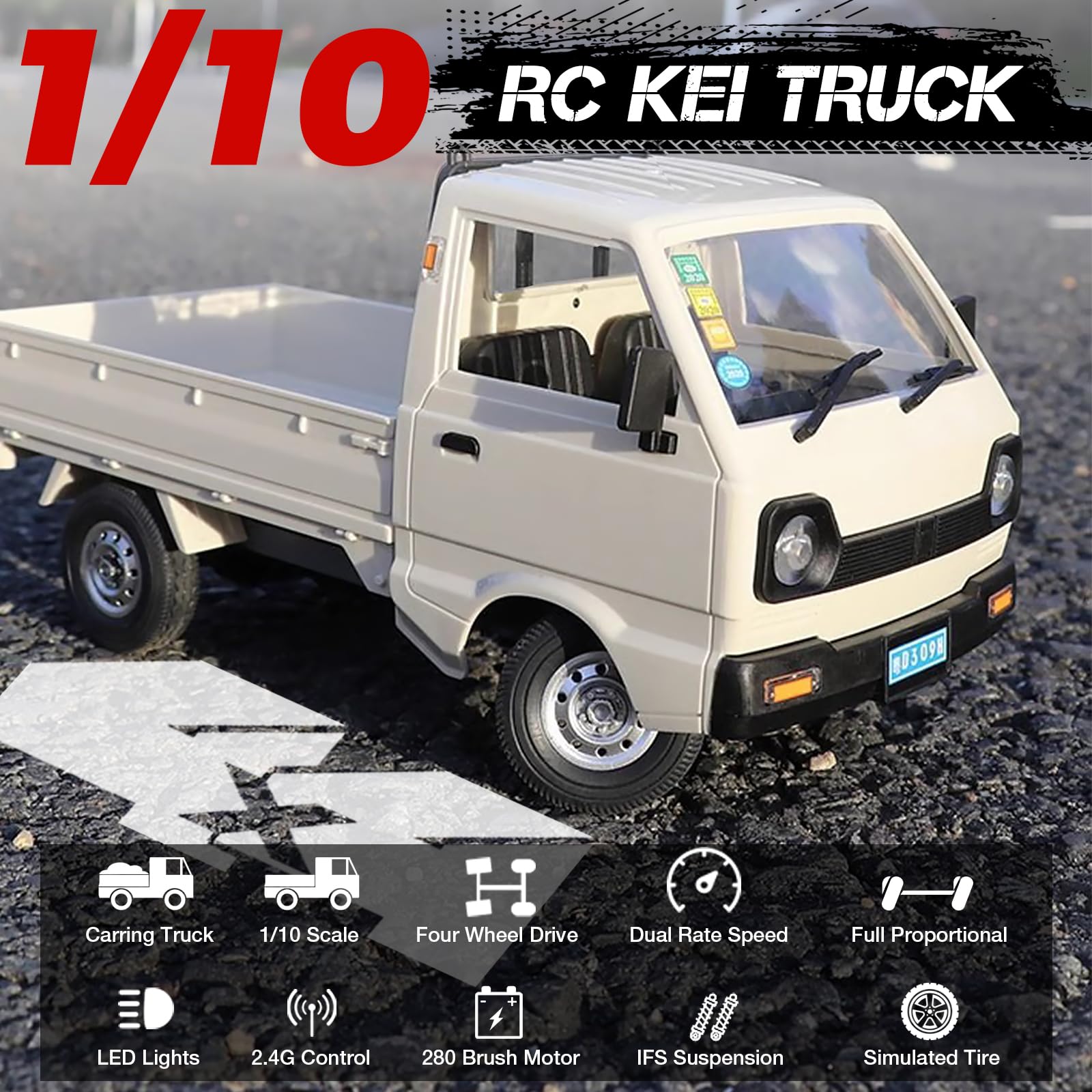 Foto 2 | Camión Todoterreno Rc Drift Car Wpl D14 1/14 4wd 2.4 Ghz Rtr Para Adultos - Venta Internacional.