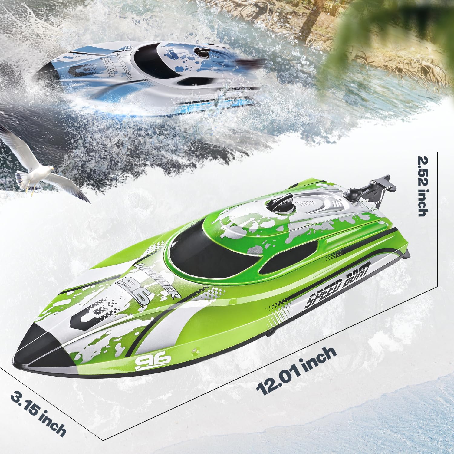 Foto 6 pulgar | Rc Boat Bezgar Tx126 Verde De 30 Cm Con Batería De 700 Mah Para Niños Y Adultos - Venta Internacional.