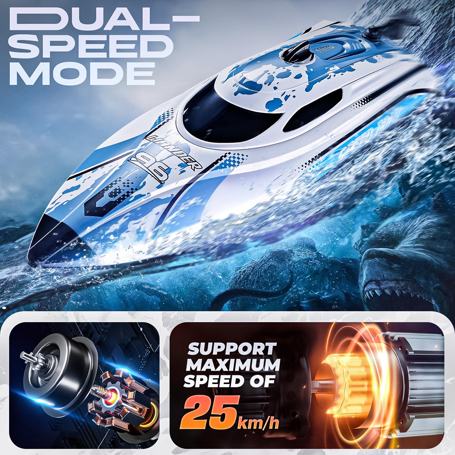 Foto 2 | Rc Boat Bezgar Tx126 Blanco De 30 Cm Con Batería De 700 Mah Para Niños Y Adultos - Venta Internacional.