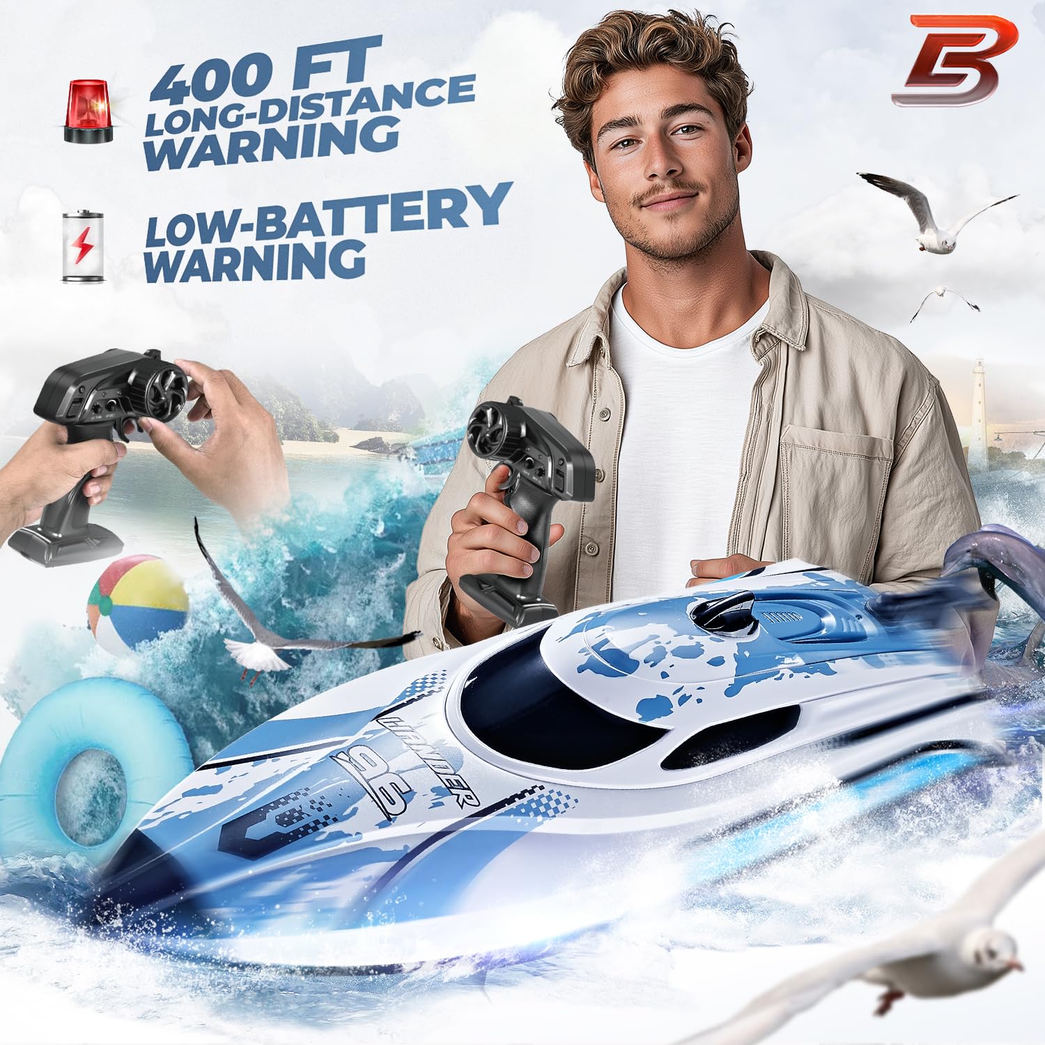Foto 5 pulgar | Rc Boat Bezgar Tx126 Blanco De 30 Cm Con Batería De 700 Mah Para Niños Y Adultos - Venta Internacional.