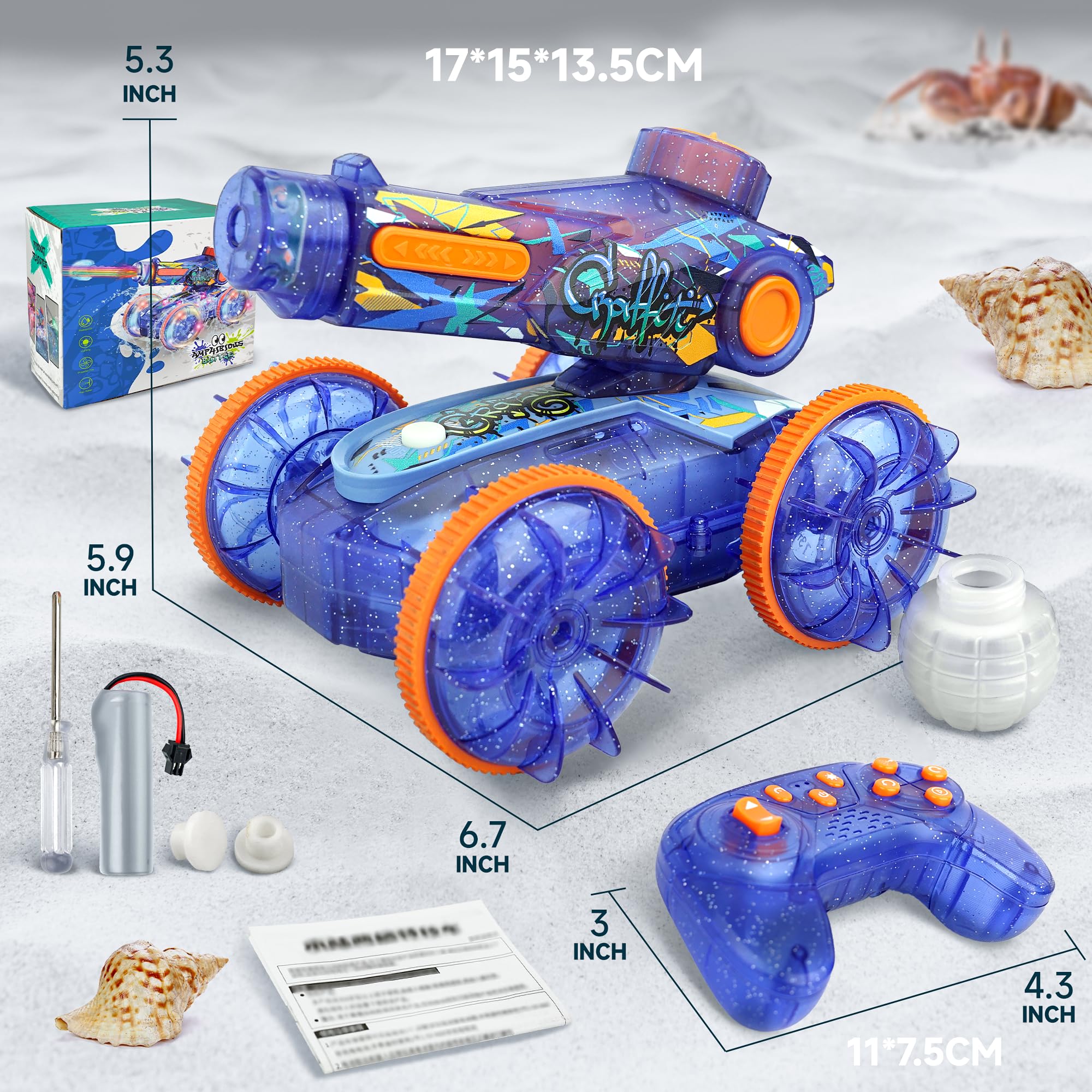 Foto 5 pulgar | Coche Anfibio Con Control Remoto Pool Toys Bezgar Con Pistola De Agua - Venta Internacional.