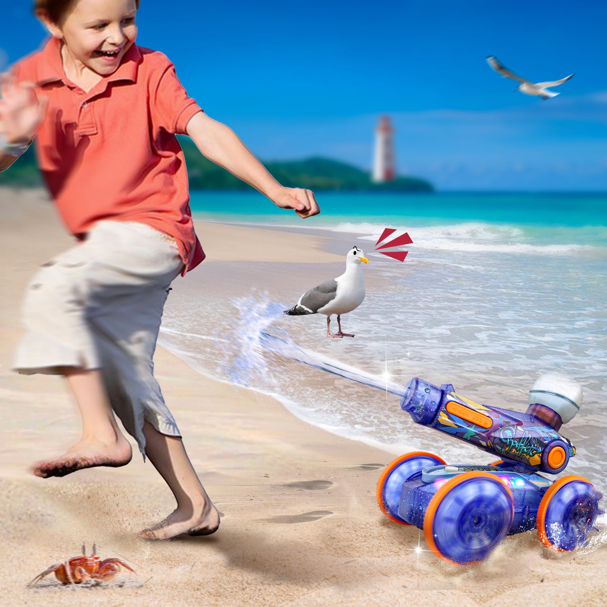 Foto 7 pulgar | Coche Anfibio Con Control Remoto Pool Toys Bezgar Con Pistola De Agua - Venta Internacional.