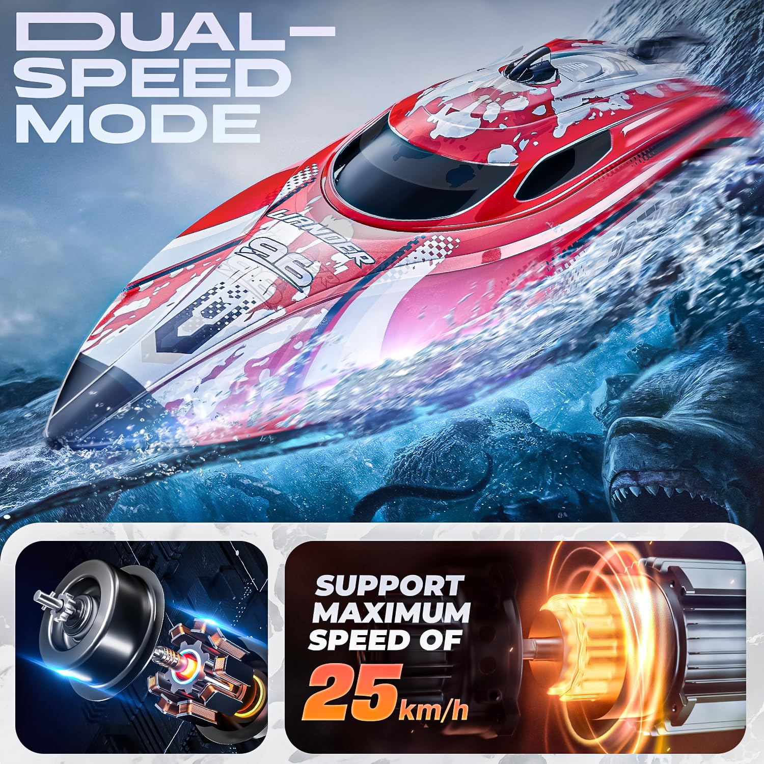 Foto 3 pulgar | Rc Boat Bezgar Tx126 Rojo Para Niños Y Adultos Con Batería De 700 Mah - Venta Internacional.
