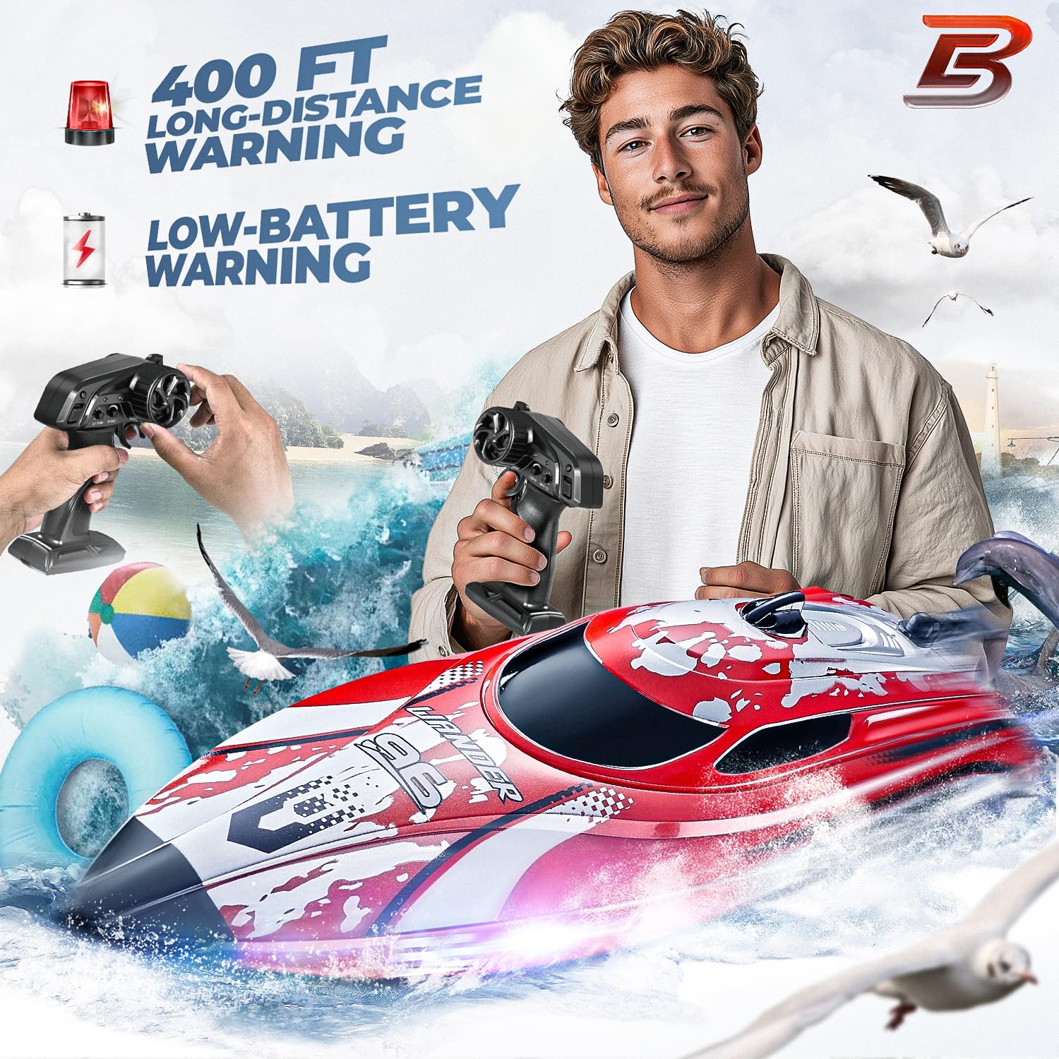Foto 5 pulgar | Rc Boat Bezgar Tx126 Rojo Para Niños Y Adultos Con Batería De 700 Mah - Venta Internacional.