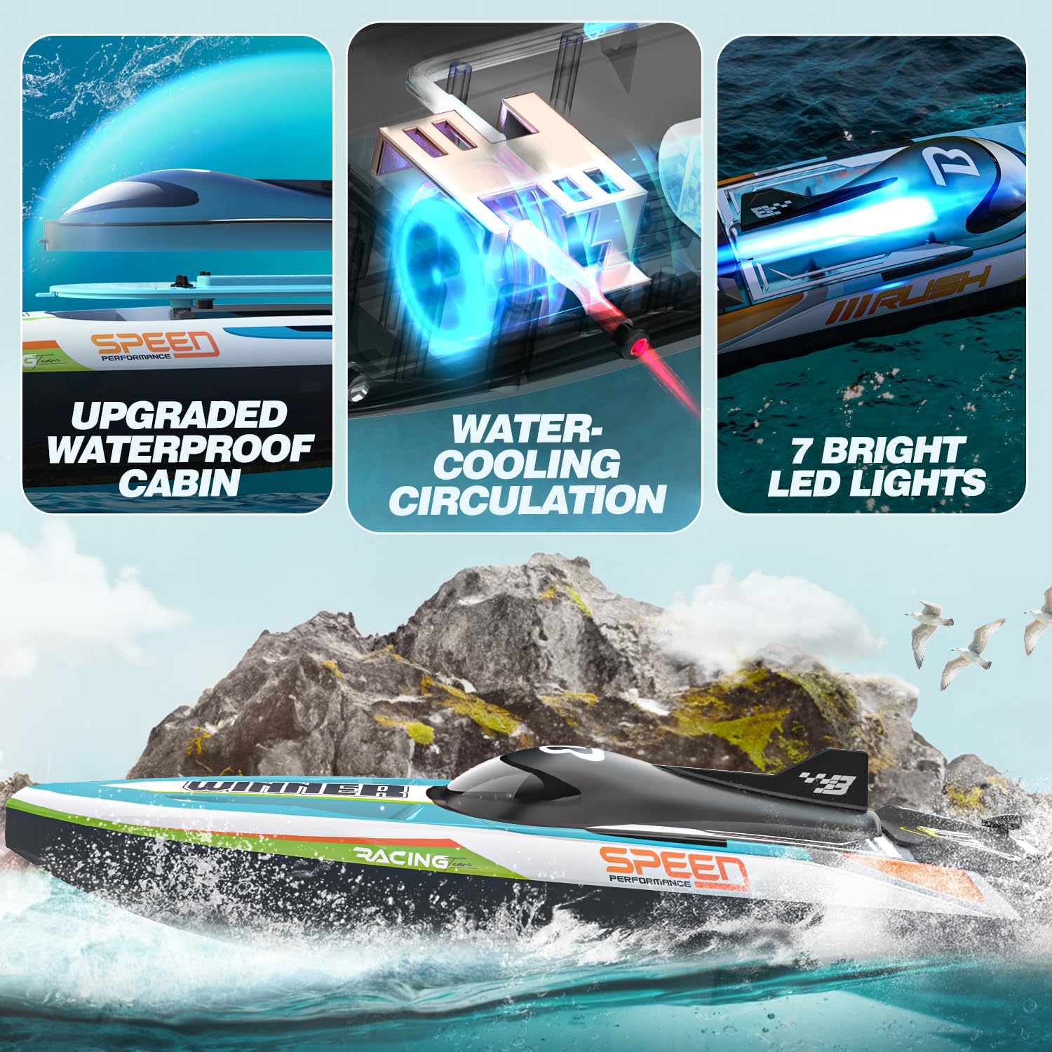 Foto 4 pulgar | Control Remoto Sin Escobillas Rc Boat Bezgar Tx127 De 18 Pulgadas, 65 Kph - Venta Internacional.
