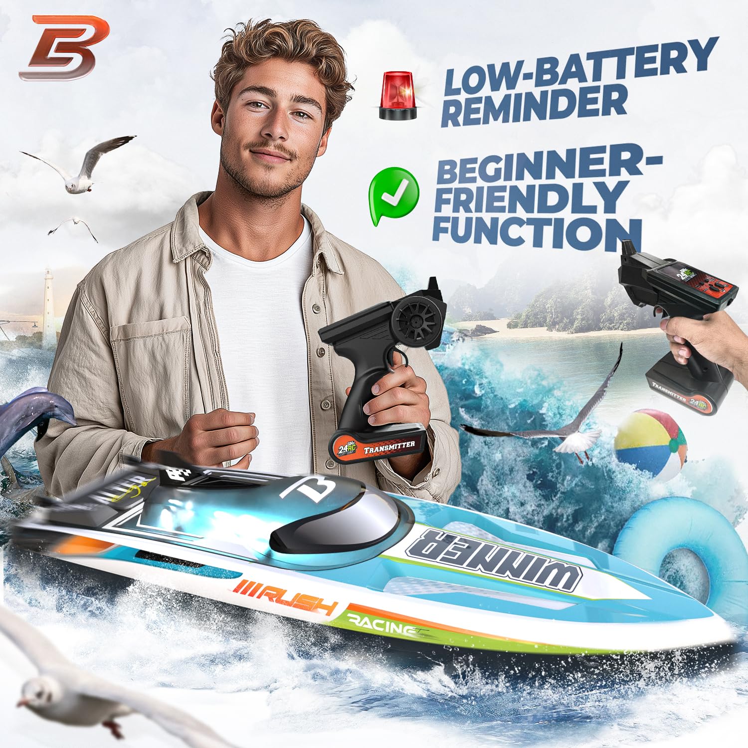 Foto 5 pulgar | Control Remoto Sin Escobillas Rc Boat Bezgar Tx127 De 18 Pulgadas, 65 Kph - Venta Internacional.