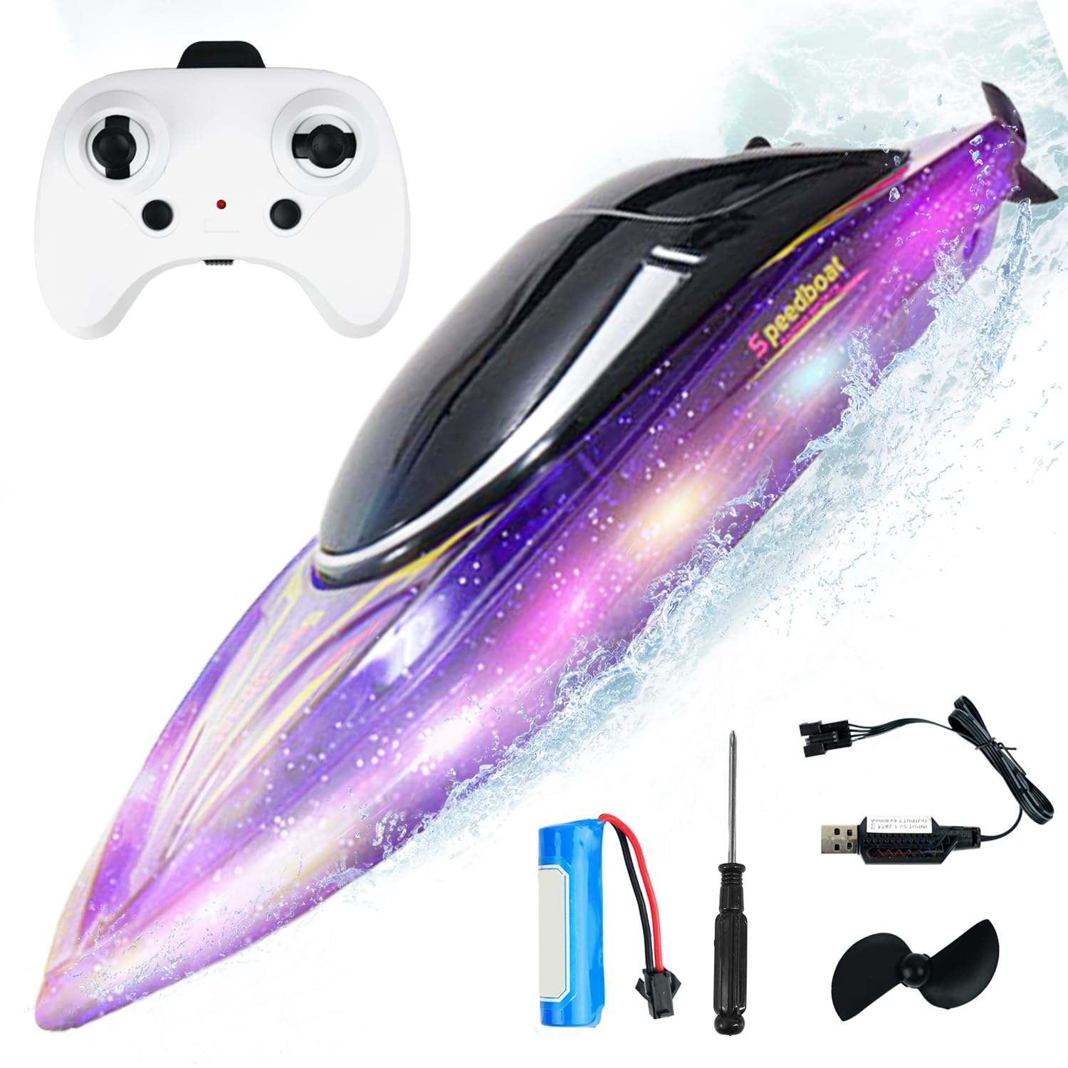 Foto 2 pulgar | Control Remoto Rc Boat Bezgar Rh708 Morado De 10 Cm Para Niños Y Adultos - Venta Internacional.