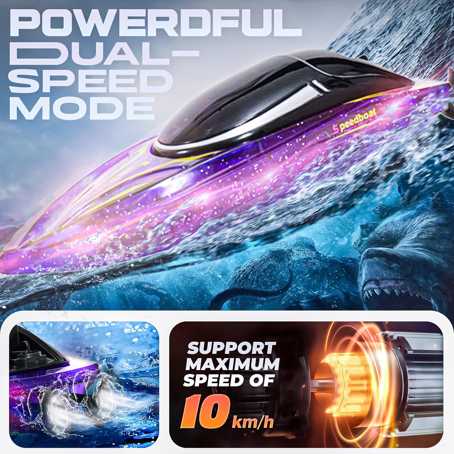 Foto 4 pulgar | Control Remoto Rc Boat Bezgar Rh708 Morado De 10 Cm Para Niños Y Adultos - Venta Internacional.