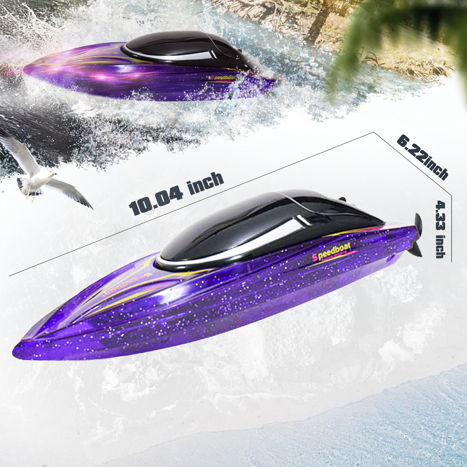 Foto 7 pulgar | Control Remoto Rc Boat Bezgar Rh708 Morado De 10 Cm Para Niños Y Adultos - Venta Internacional.