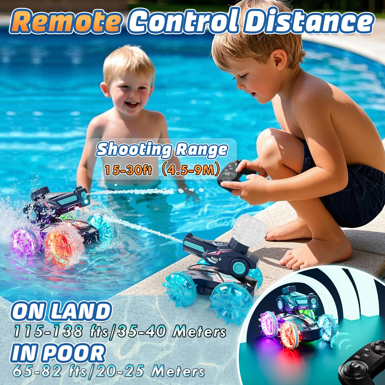 Foto 4 pulgar | Coche Rc Lehoo Castle Amphibious 4wd Con Pistola De Agua Para Niños De 8 A 12 Años - Venta Internacional.