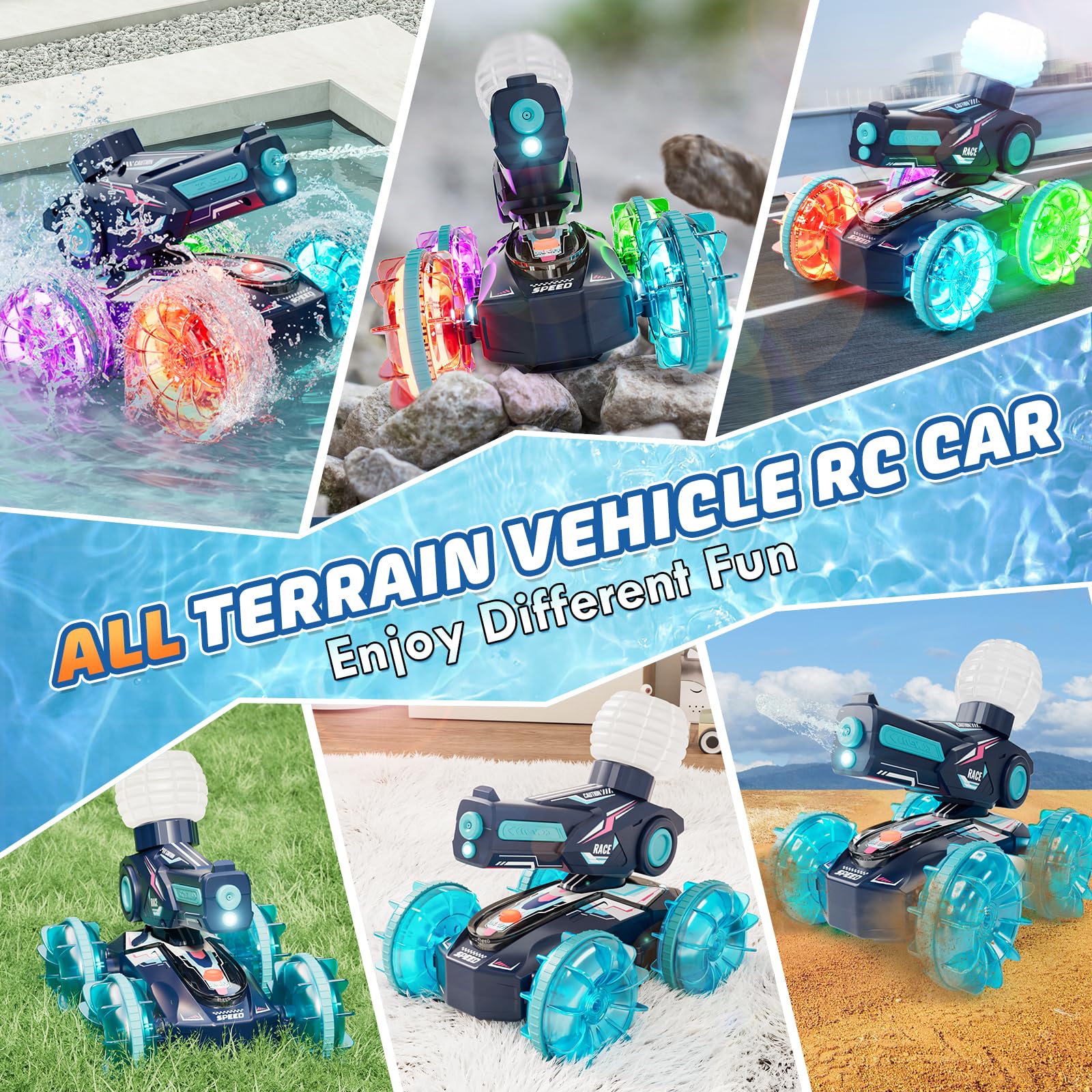 Foto 8 pulgar | Coche Rc Lehoo Castle Amphibious 4wd Con Pistola De Agua Para Niños De 8 A 12 Años - Venta Internacional.