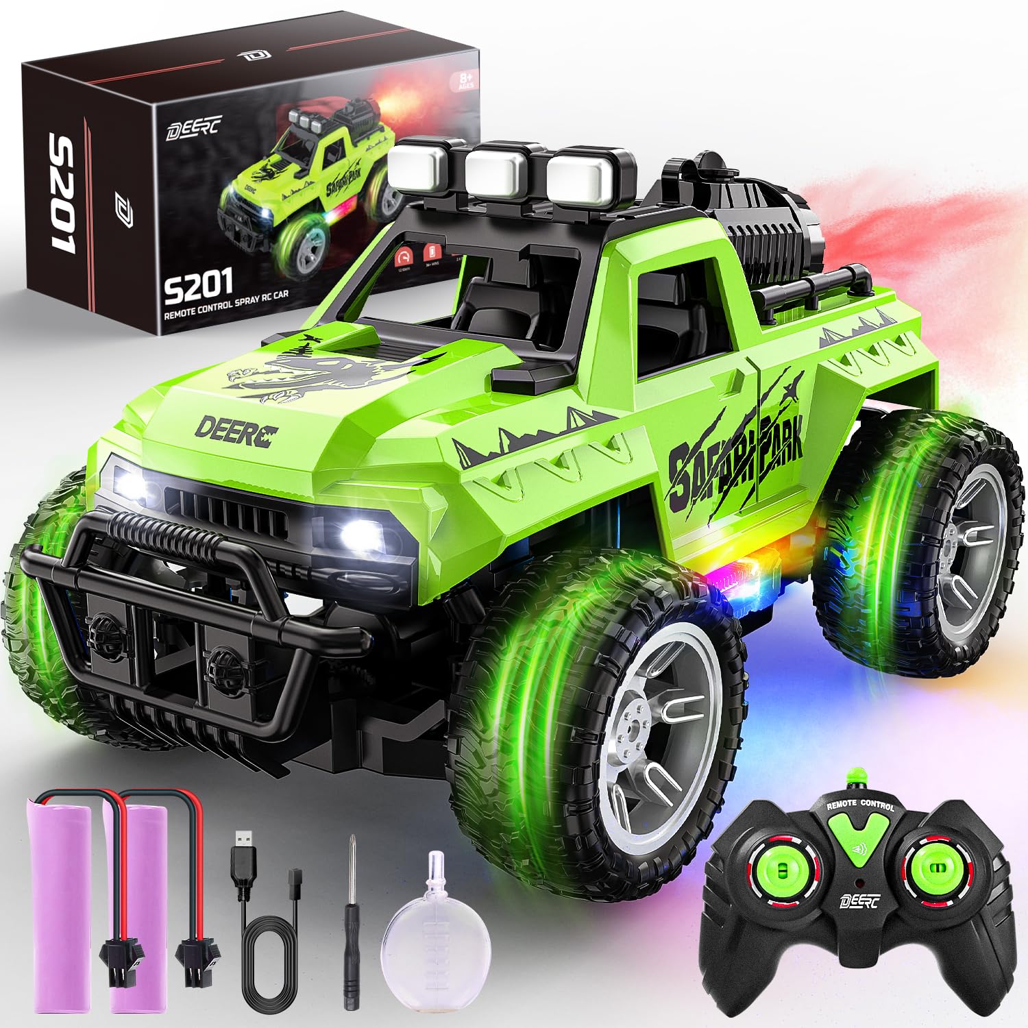 Coche Rc Deerc A Escala 1:18 Con Niebla Antiniebla Y Luces Led, 2 Baterías - Venta Internacional.
