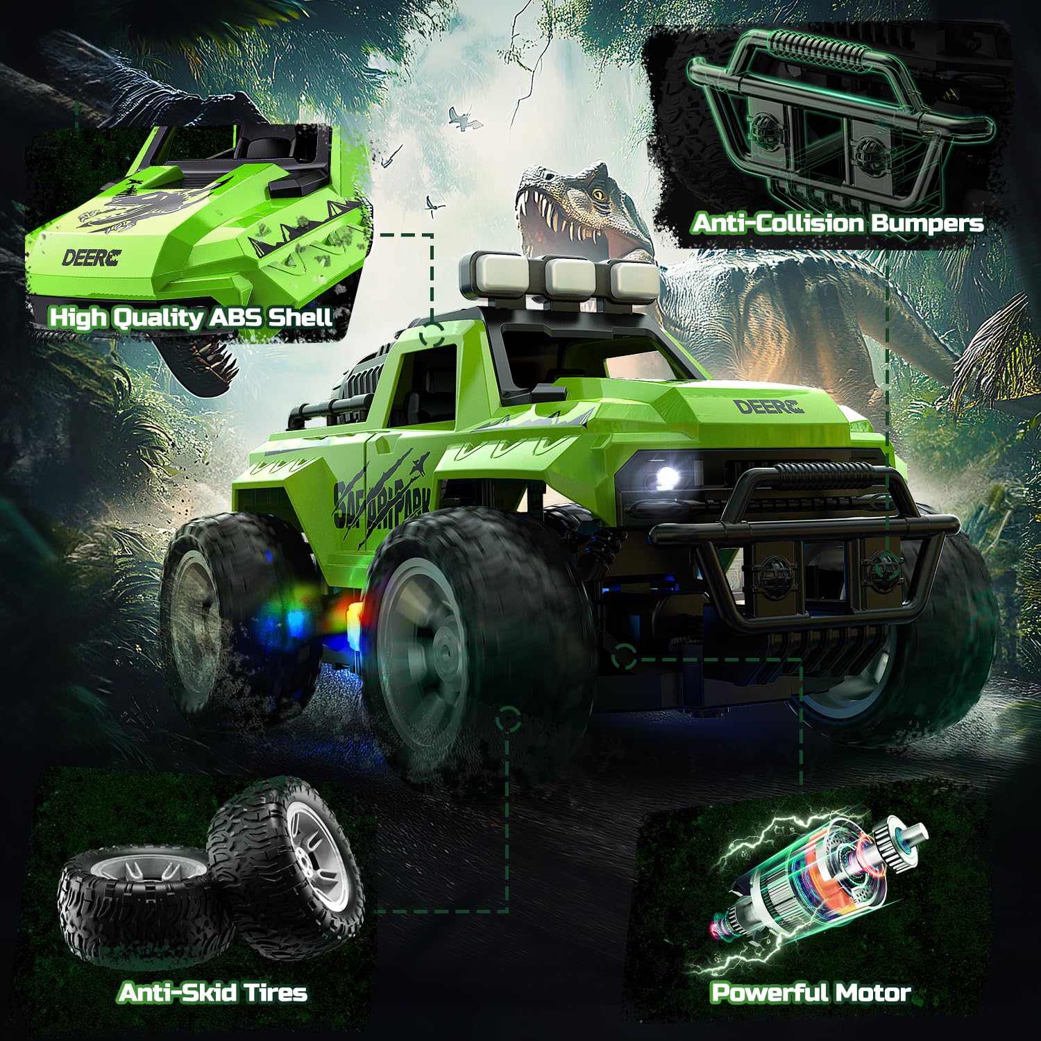 Foto 7 pulgar | Coche Rc Deerc A Escala 1:18 Con Niebla Antiniebla Y Luces Led, 2 Baterías - Venta Internacional.