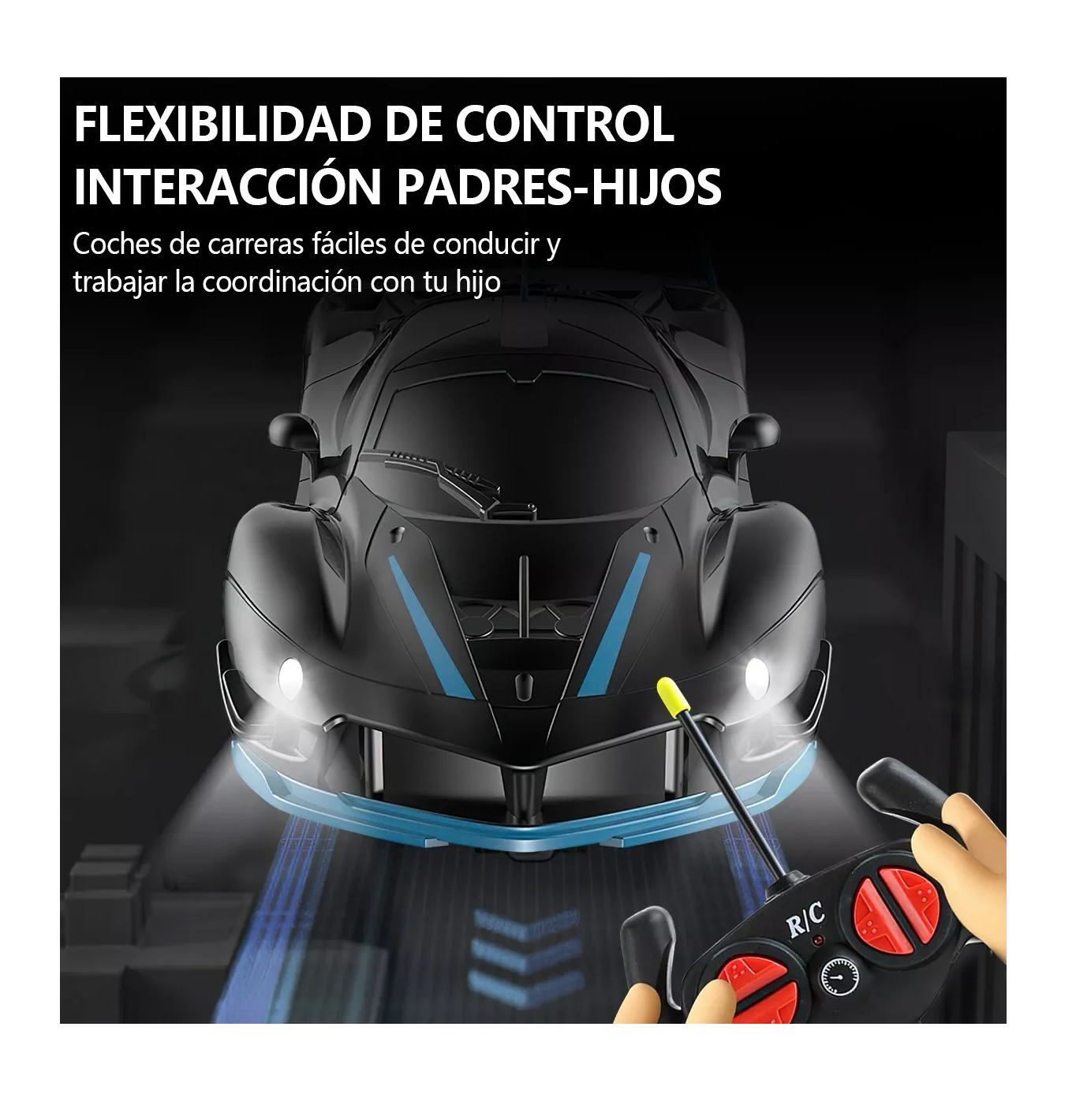 Foto 6 pulgar | Carro Control Remoto Recargable Negro