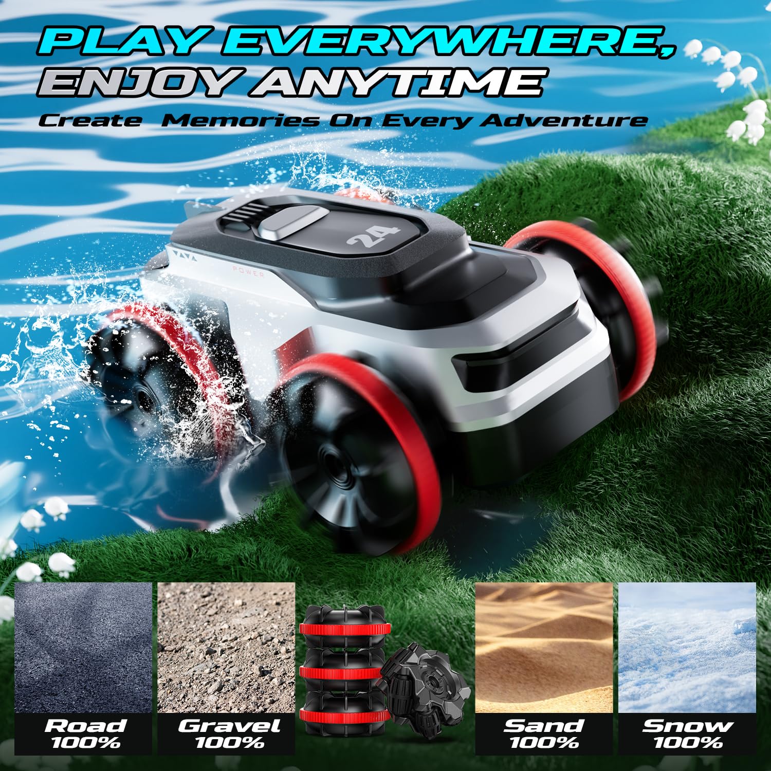Foto 7 pulgar | Carro de Juguete Deerc Amphibious Mini 4wd Cybertruck - Venta Internacional