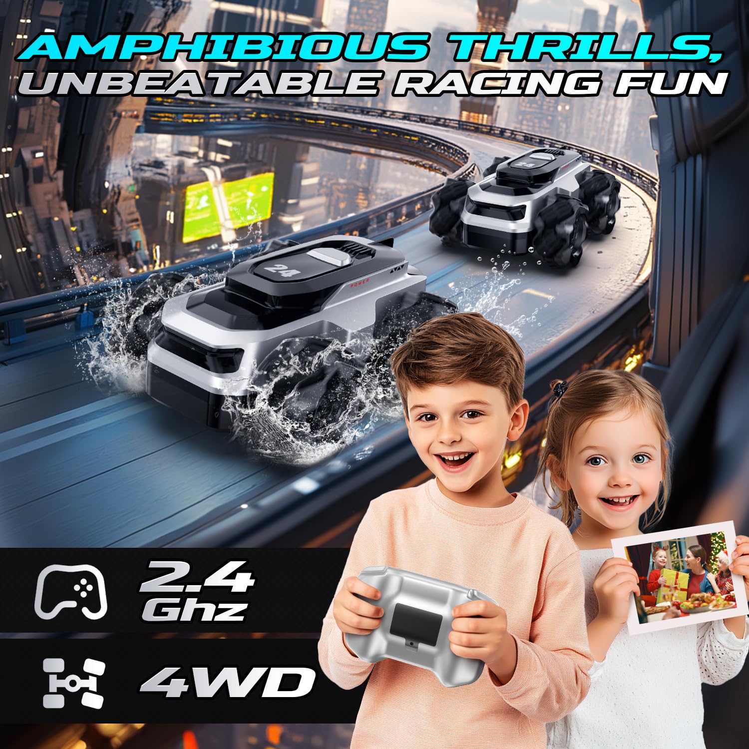 Foto 8 pulgar | Carro de Juguete Deerc Amphibious Mini 4wd Cybertruck - Venta Internacional
