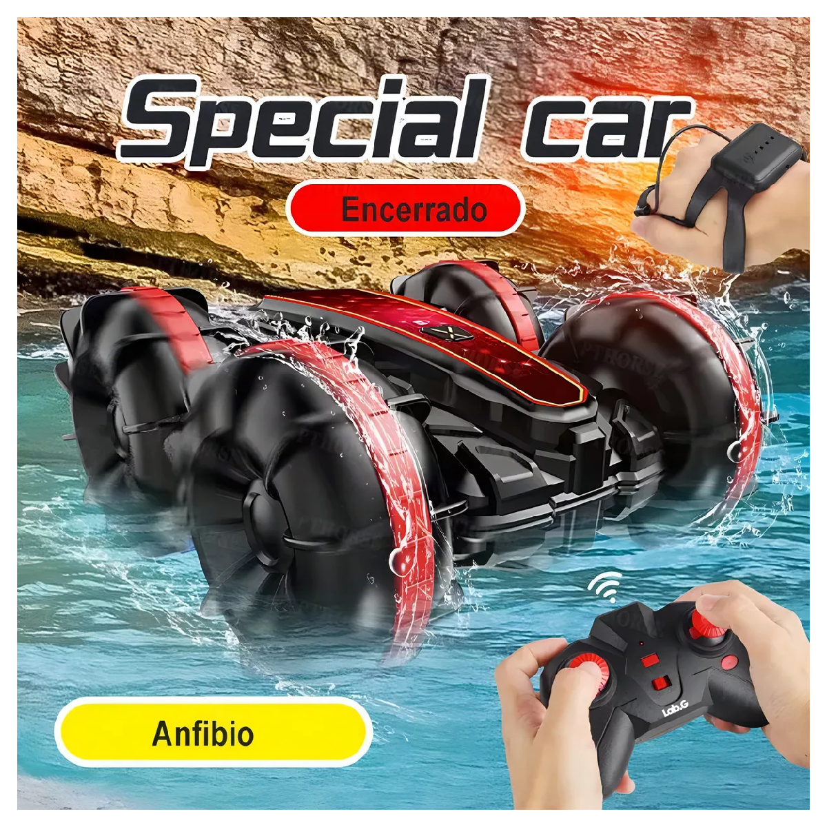 Foto 2 | Juguete Coche Anfibio Lab.g Rc-03j Con Doble Lado De Conducción 360° Color Rojo Pthorse