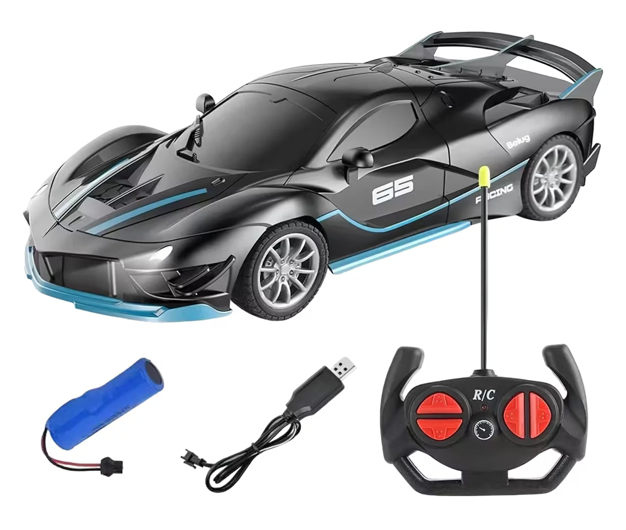 Foto 2 pulgar | Carro Control Remoto Belug Recargable Para Niños, Negro