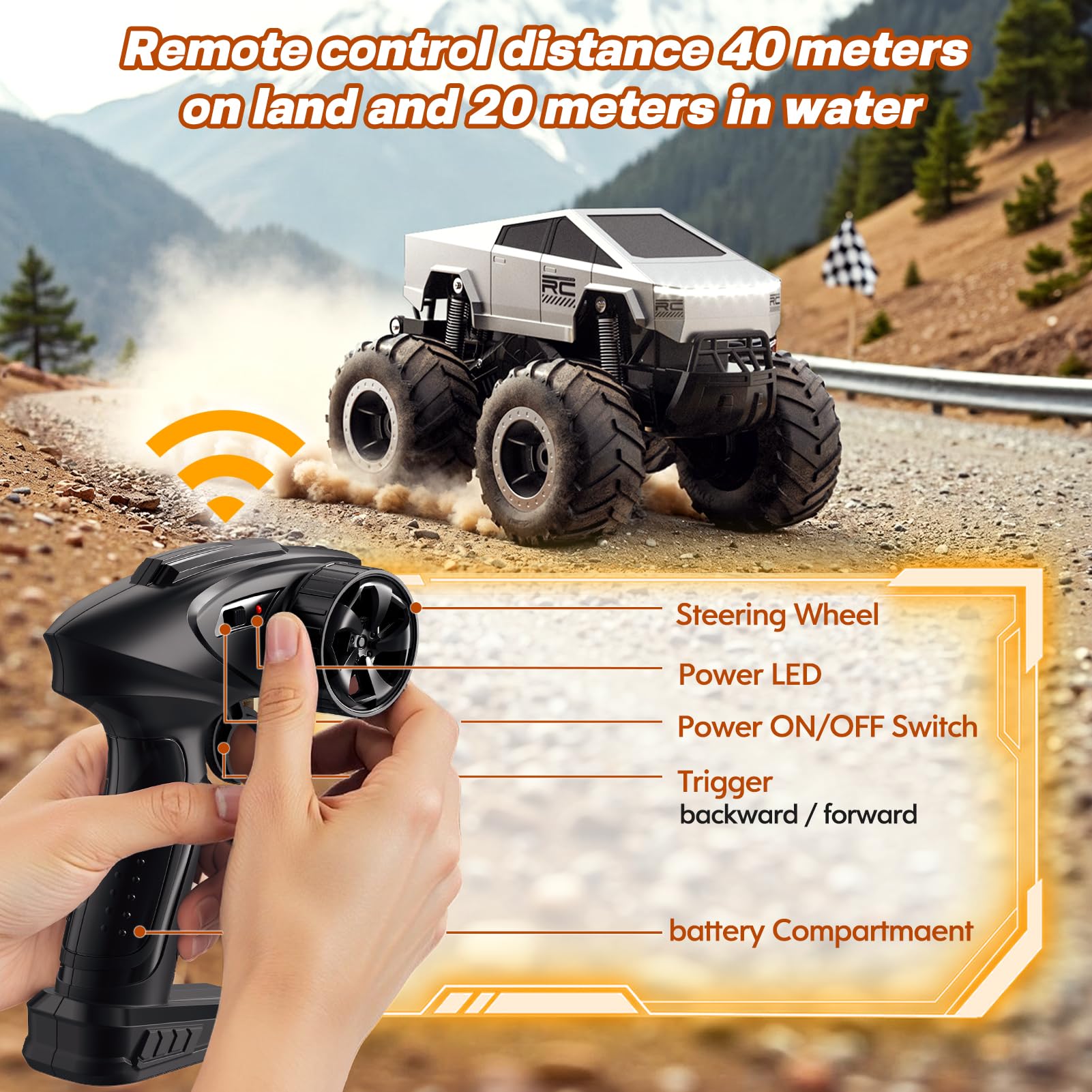 Foto 7 pulgar | Coche De Control Remoto Hometall Cybertruck A Escala 1:16 4wd 2.4 Ghz - Venta Internacional.