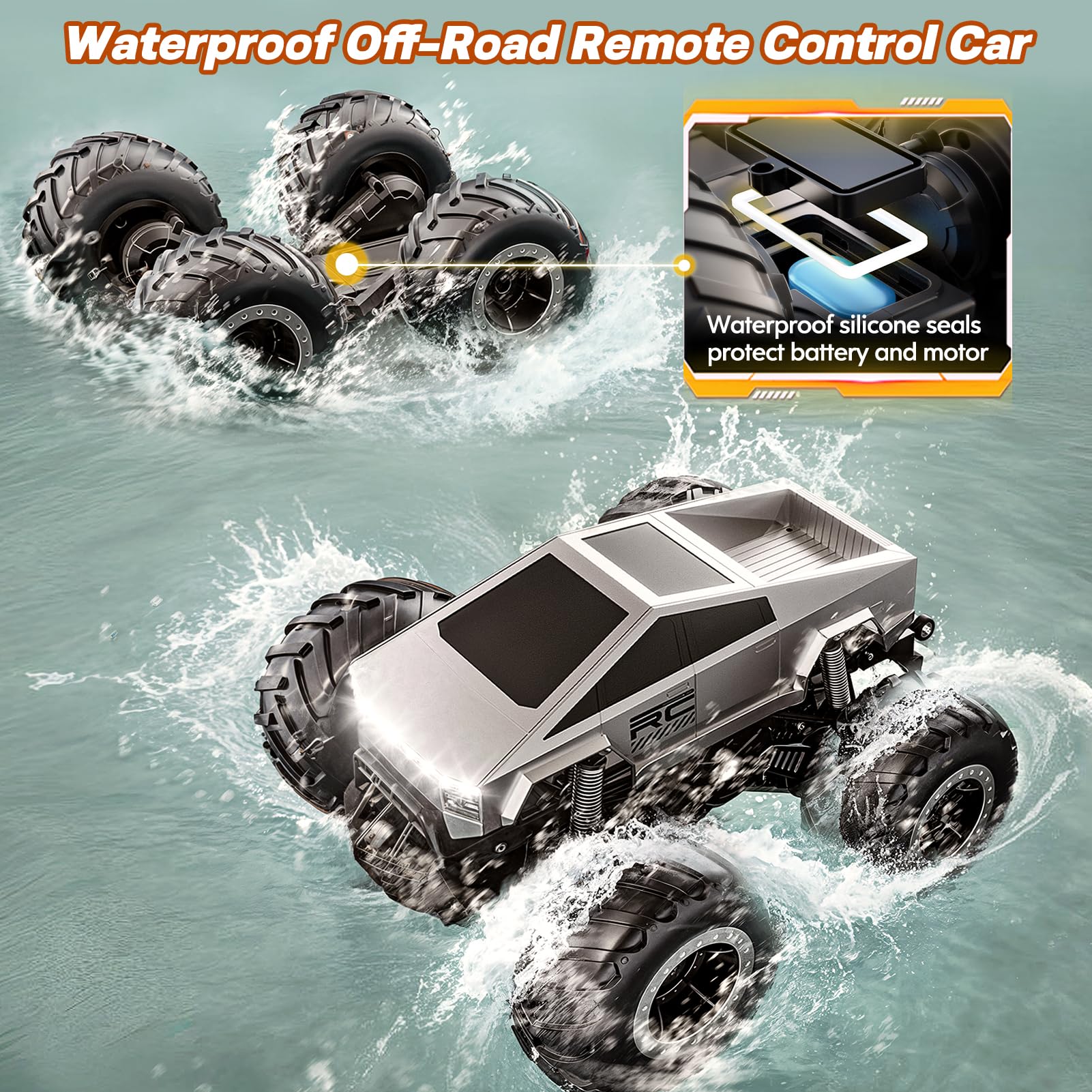 Foto 8 pulgar | Coche De Control Remoto Hometall Cybertruck A Escala 1:16 4wd 2.4 Ghz - Venta Internacional.