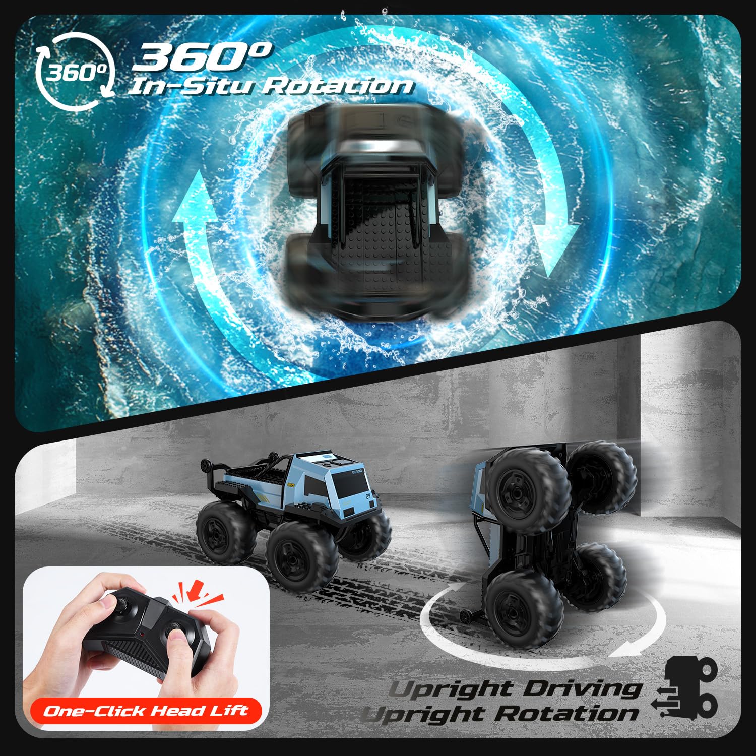 Foto 2 | Deerc, Coche Anfibio Con Control Remoto, Monster Truck, Coches De Acrobacias Rc Impermeables Para Ni - Venta Internac