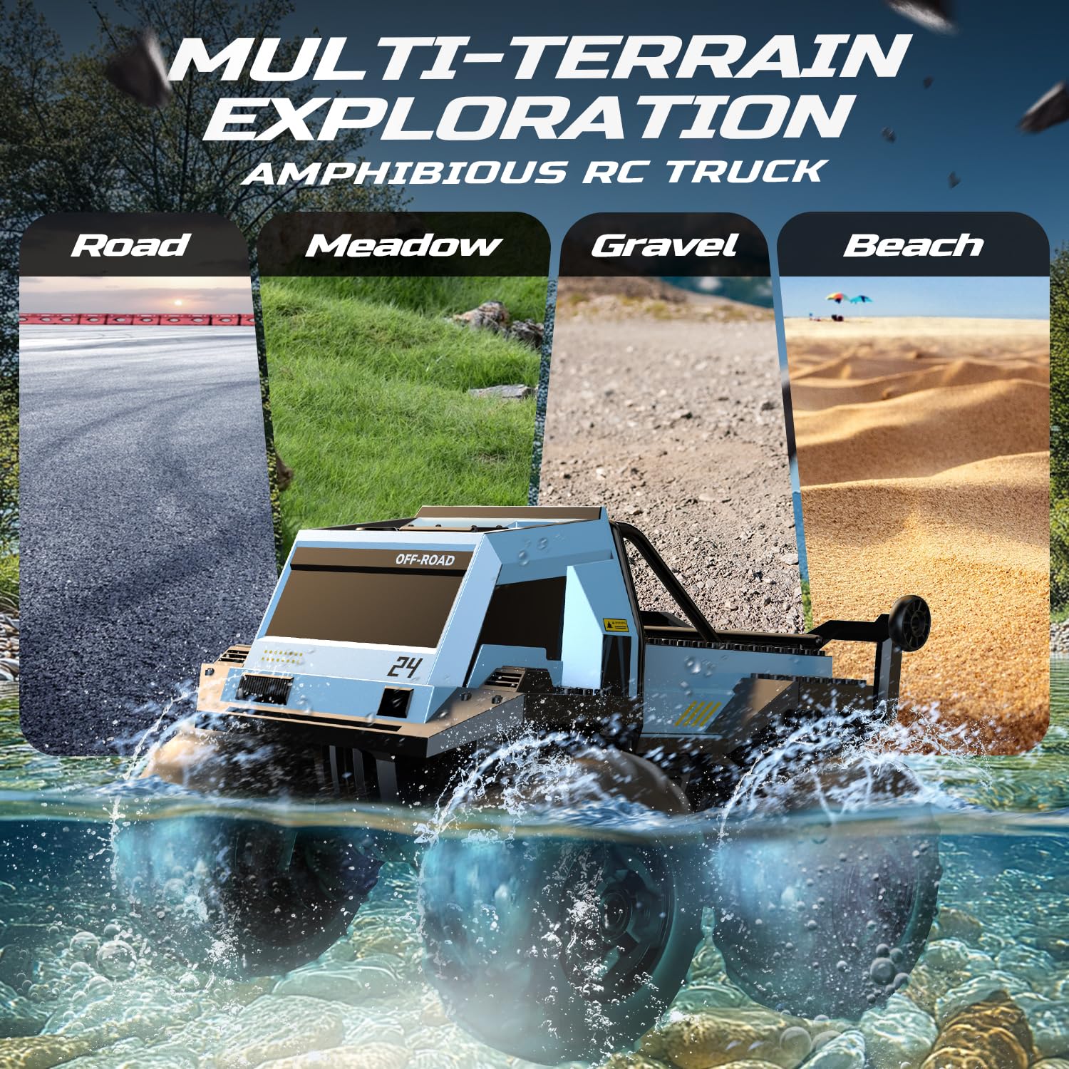 Foto 4 pulgar | Deerc, Coche Anfibio Con Control Remoto, Monster Truck, Coches De Acrobacias Rc Impermeables Para Ni - Venta Internac