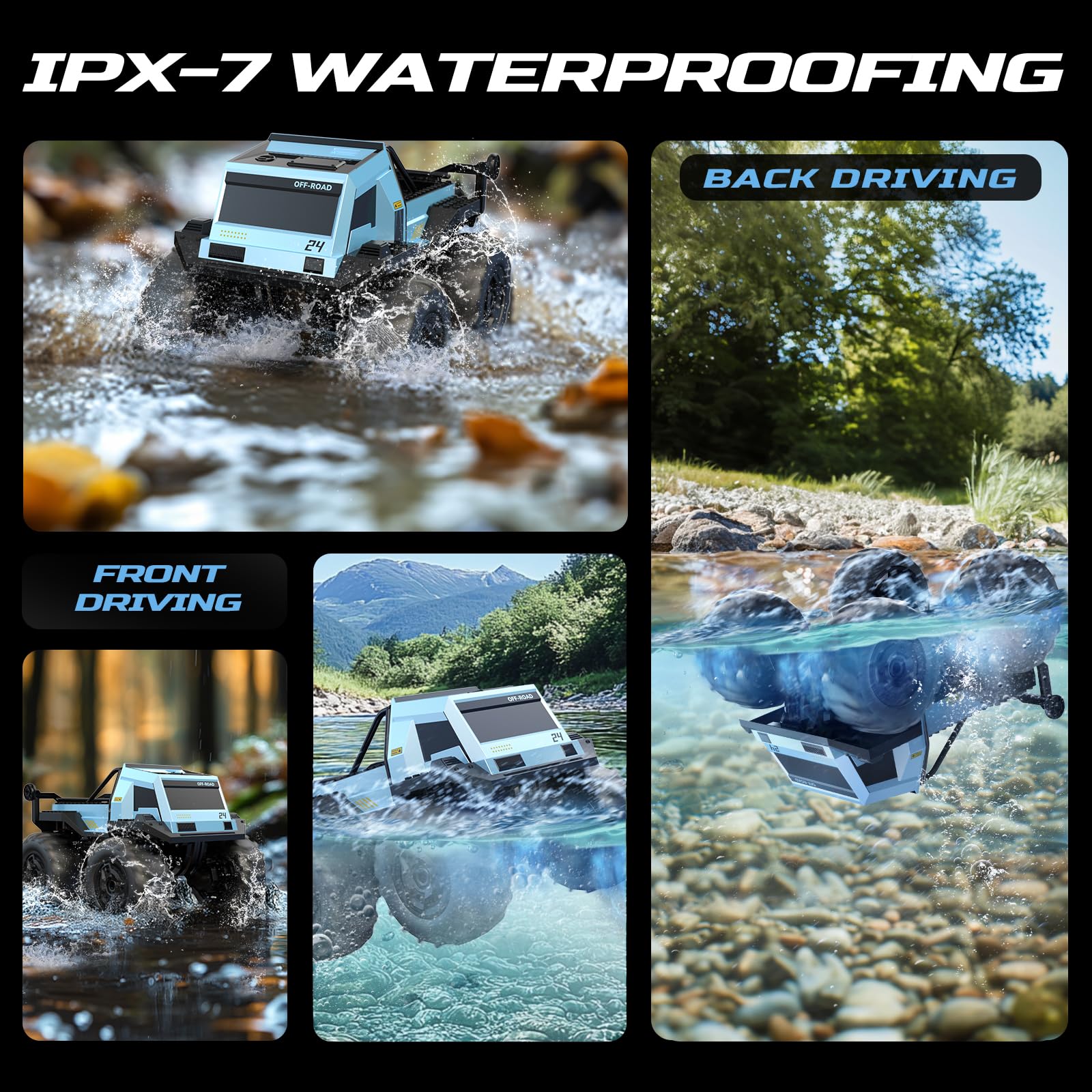 Foto 6 | Deerc, Coche Anfibio Con Control Remoto, Monster Truck, Coches De Acrobacias Rc Impermeables Para Ni - Venta Internac