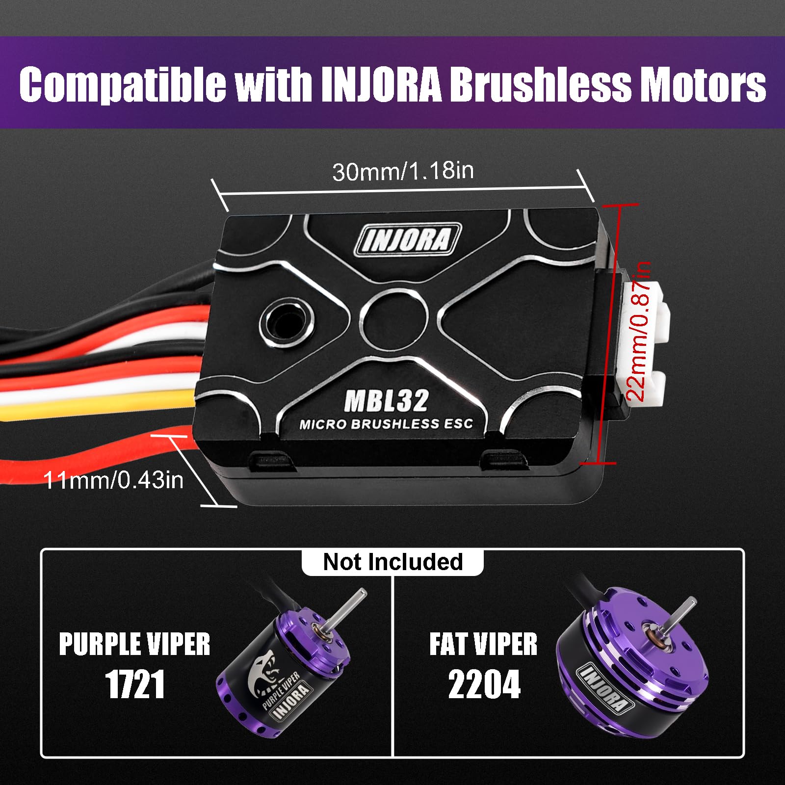 Foto 4 pulgar | Micro Sin Escobillas Esc Injora Mbl32 Para Rc Crawler 1/18 1/24 - Venta Internacional.