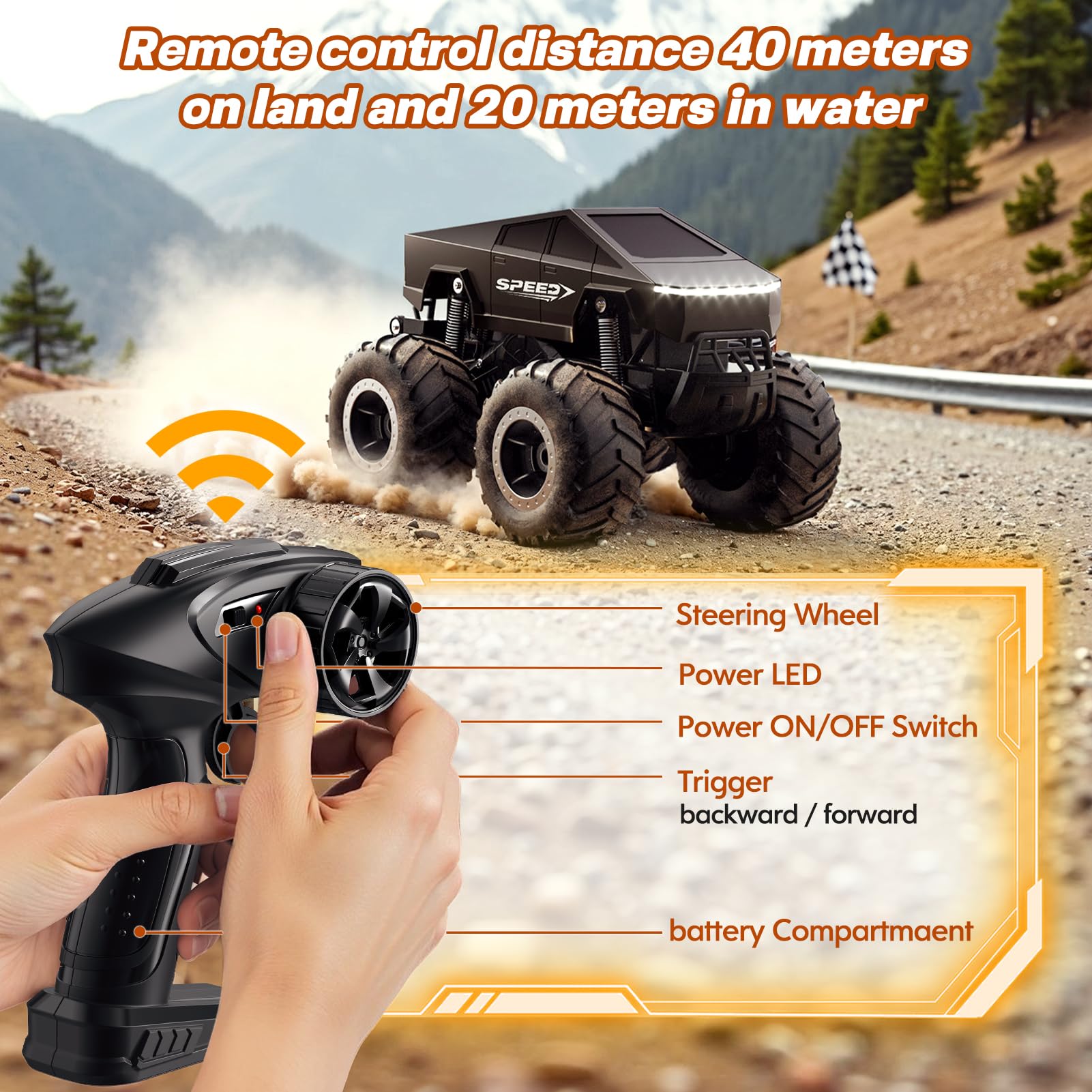 Foto 6 pulgar | Rc Car Hometall Monster Truck 4wd Impermeable A Escala 1:16 Para Niños - Venta Internacional.