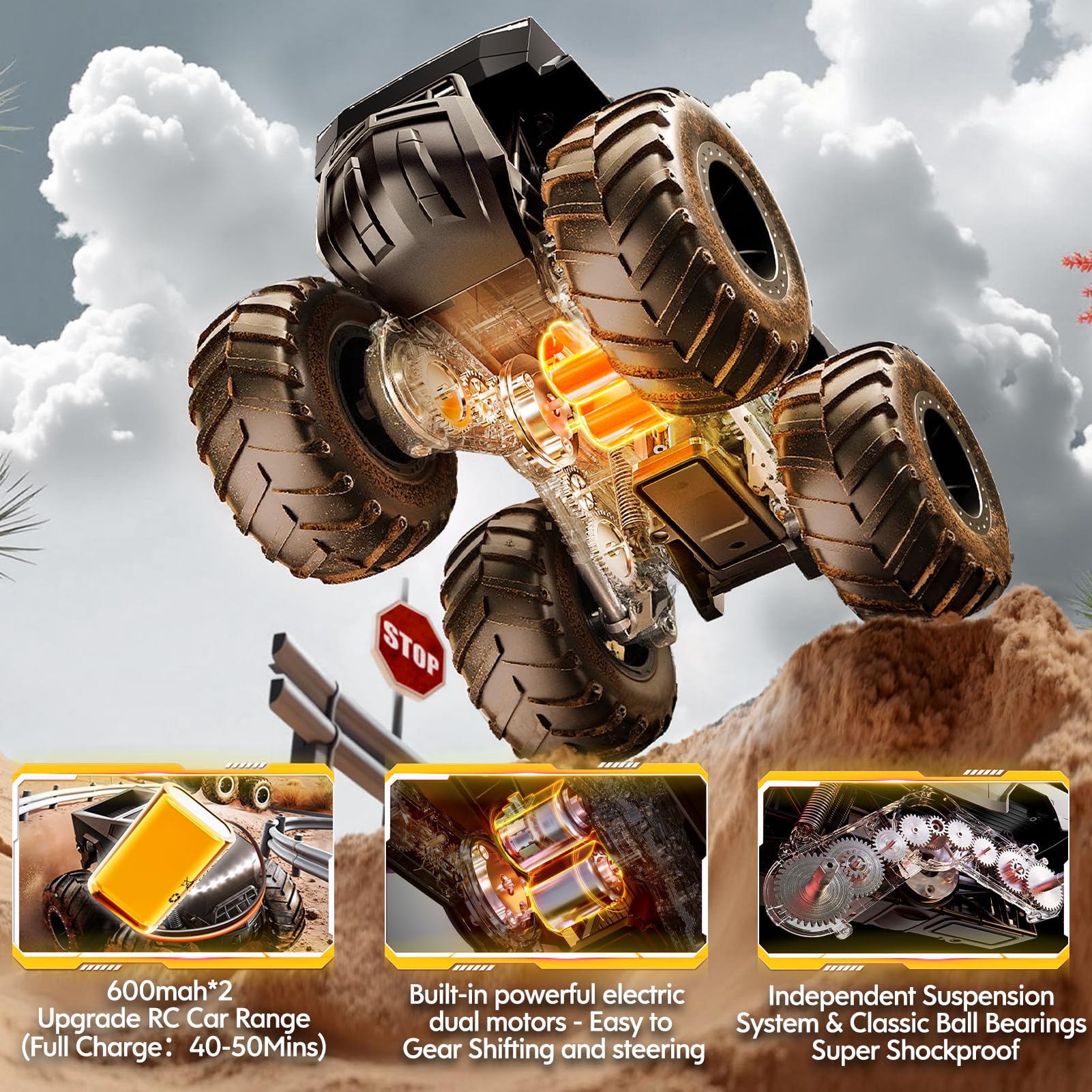 Foto 7 pulgar | Rc Car Hometall Monster Truck 4wd Impermeable A Escala 1:16 Para Niños - Venta Internacional.