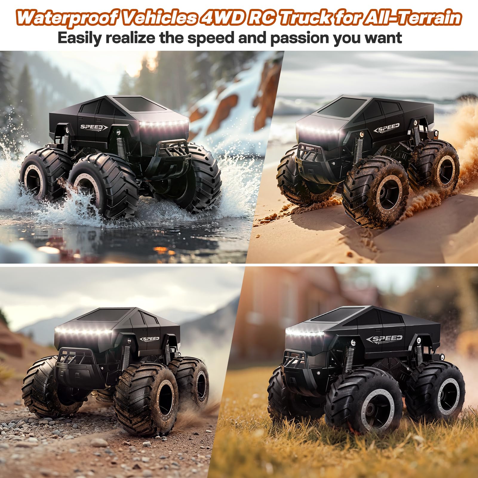 Foto 8 pulgar | Rc Car Hometall Monster Truck 4wd Impermeable A Escala 1:16 Para Niños - Venta Internacional.