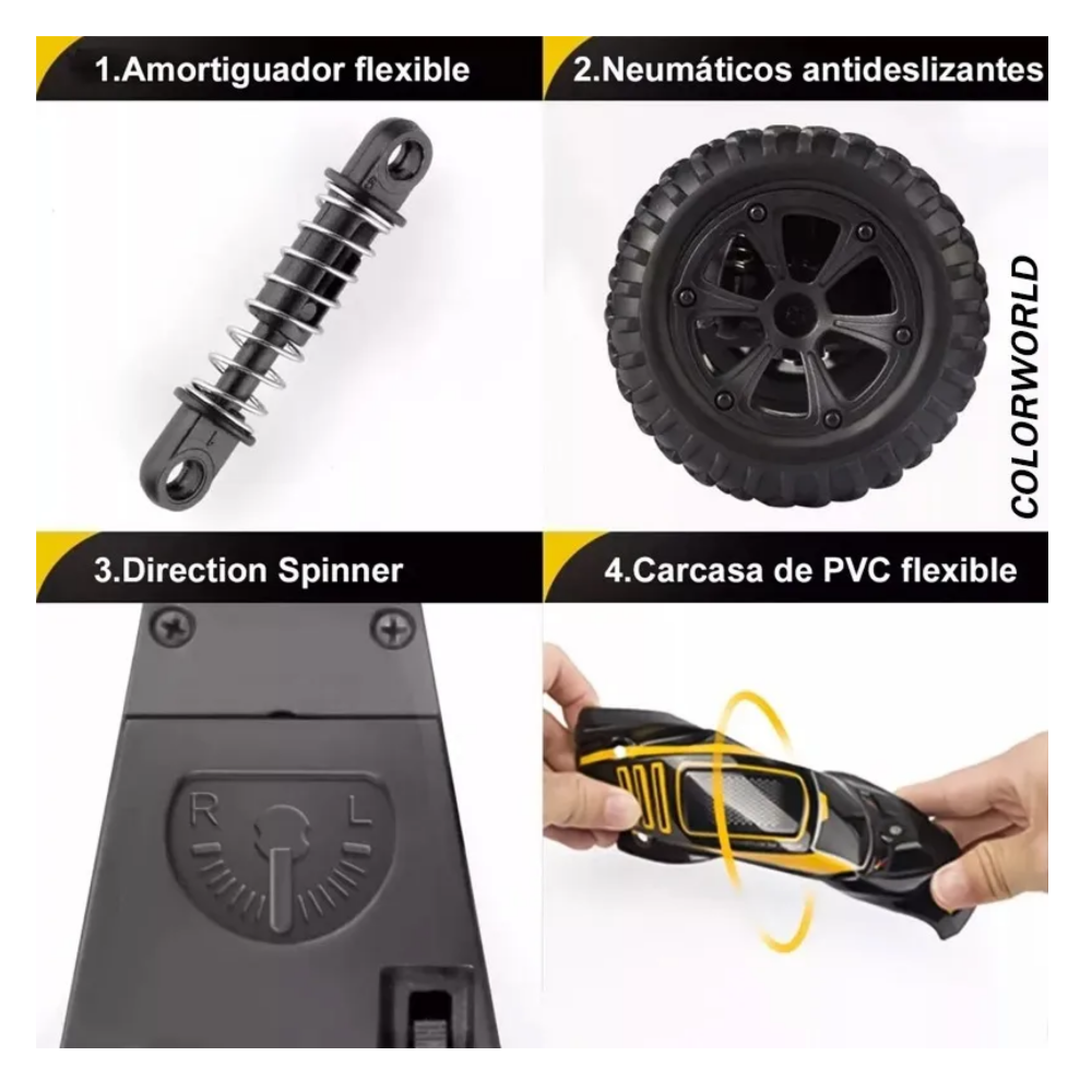 Foto 5 pulgar | Carro Control Remoto 3pz Lab.g  Negro Amarillo