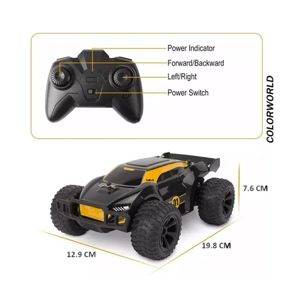 Foto 5 | Carro Control Remoto 3pz Lab.g  Negro Amarillo