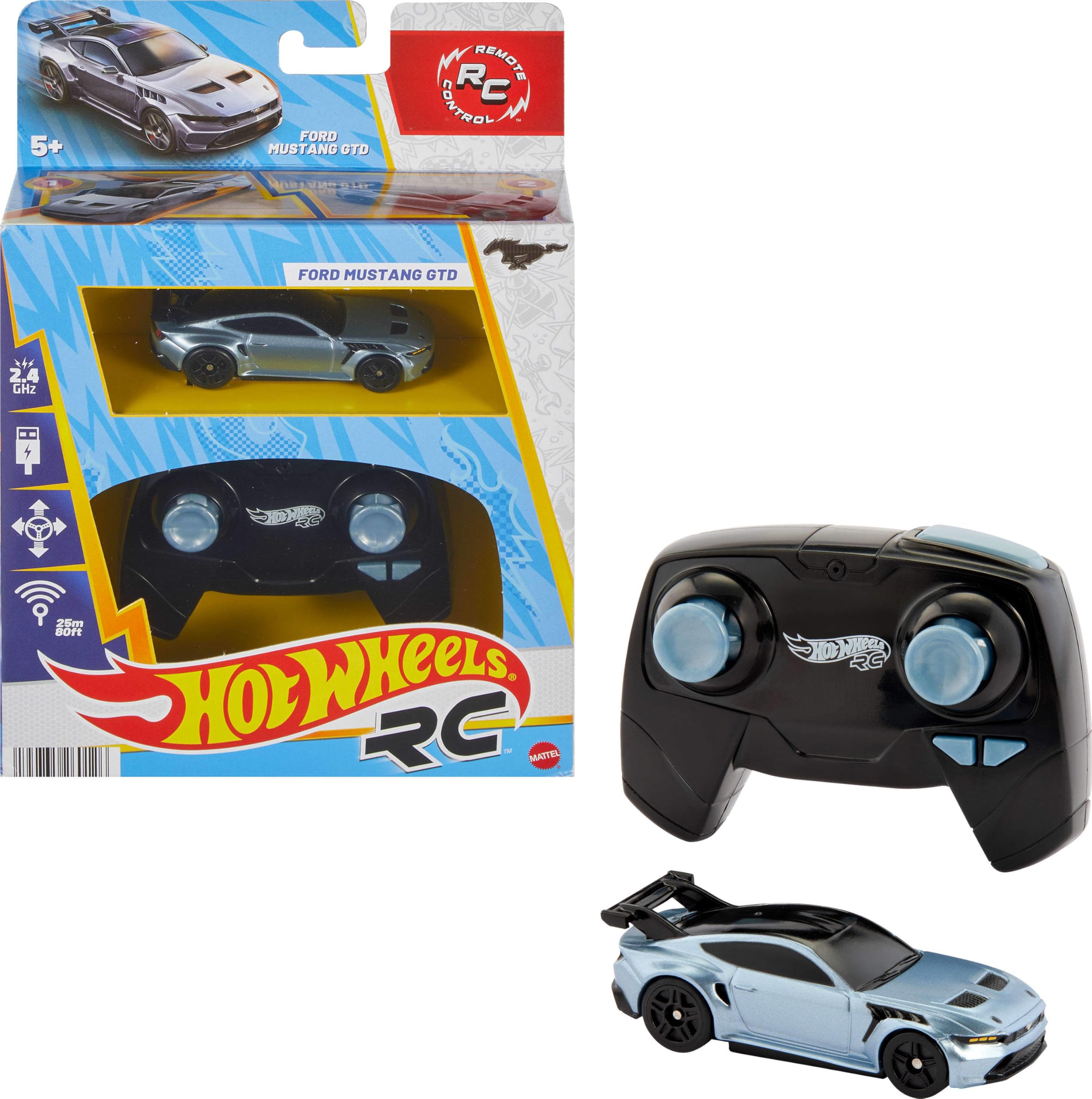 Foto 2 pulgar | Auto Rc De Juguete Hot Wheels Ford Mustang Gtd 1:64 Con Recarga Usb - Venta Internacional.