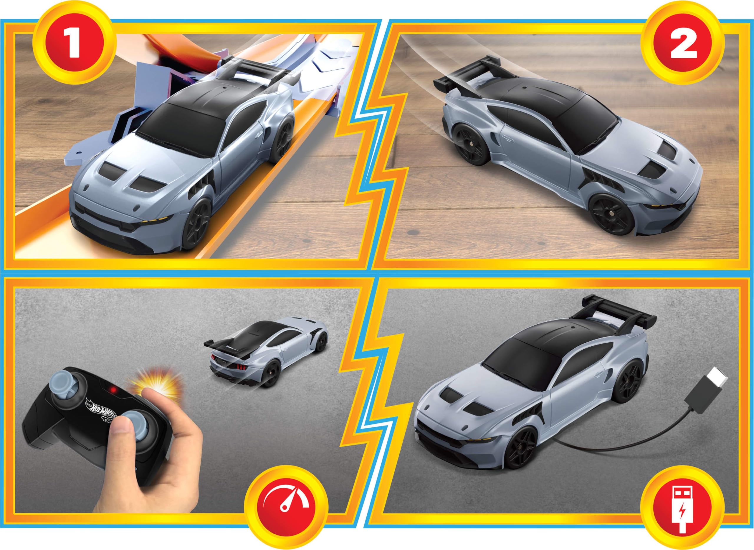 Foto 4 pulgar | Auto Rc De Juguete Hot Wheels Ford Mustang Gtd 1:64 Con Recarga Usb - Venta Internacional.