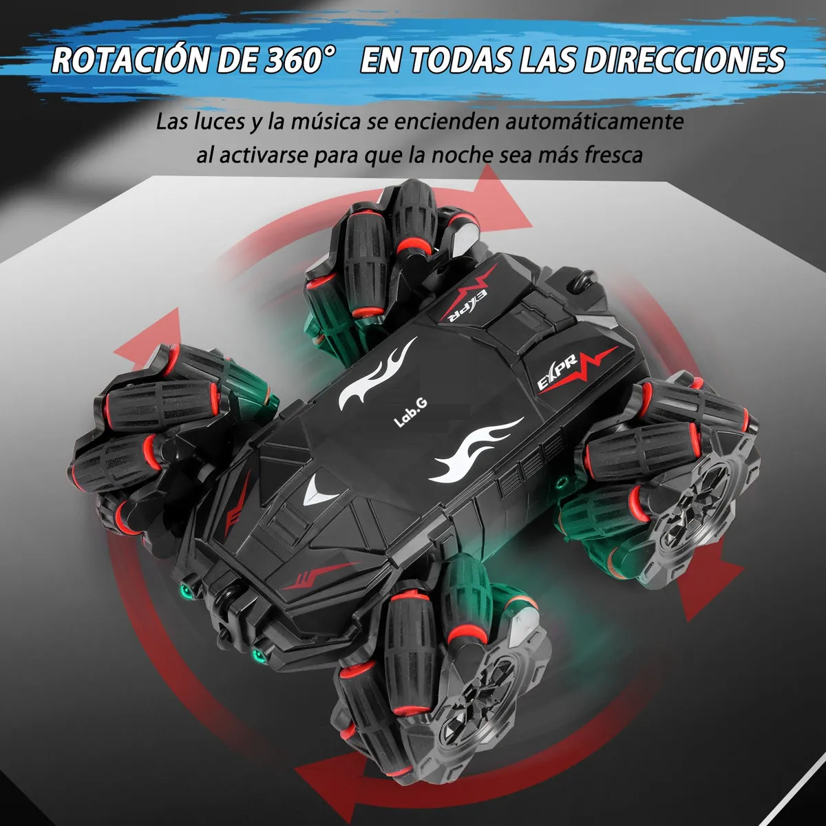 Foto 5 | Carro de Control Remoto Lab.G Recargable Negro y Rojo